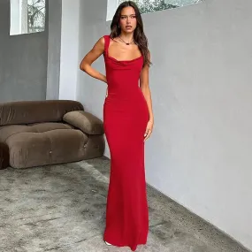 Knitted Maxi Dress with Split Back