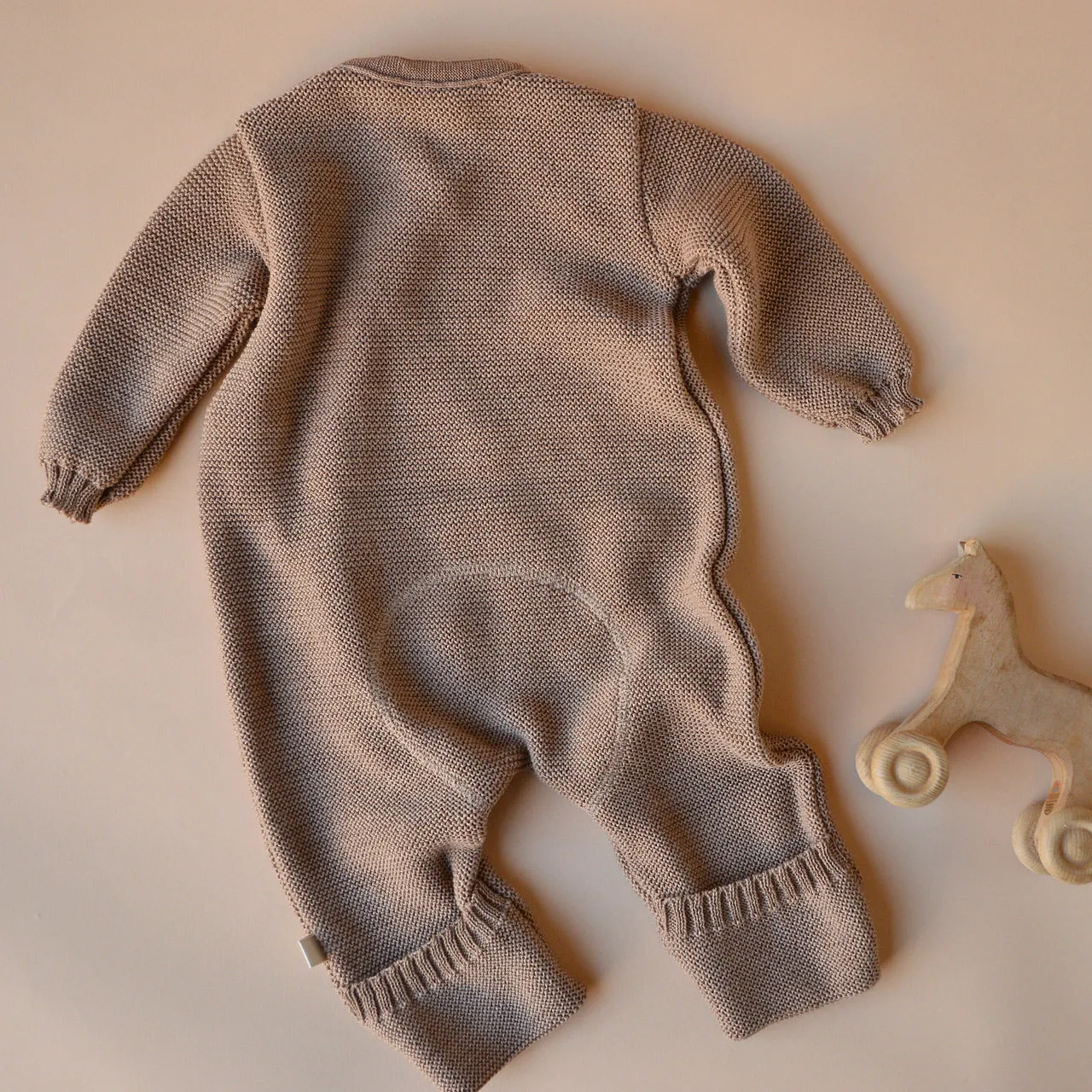 Knitted Overalls in Organic Merino Wool - Caramel (0-6m)