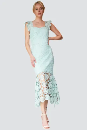 Laced in Mint Lace Midi Dress