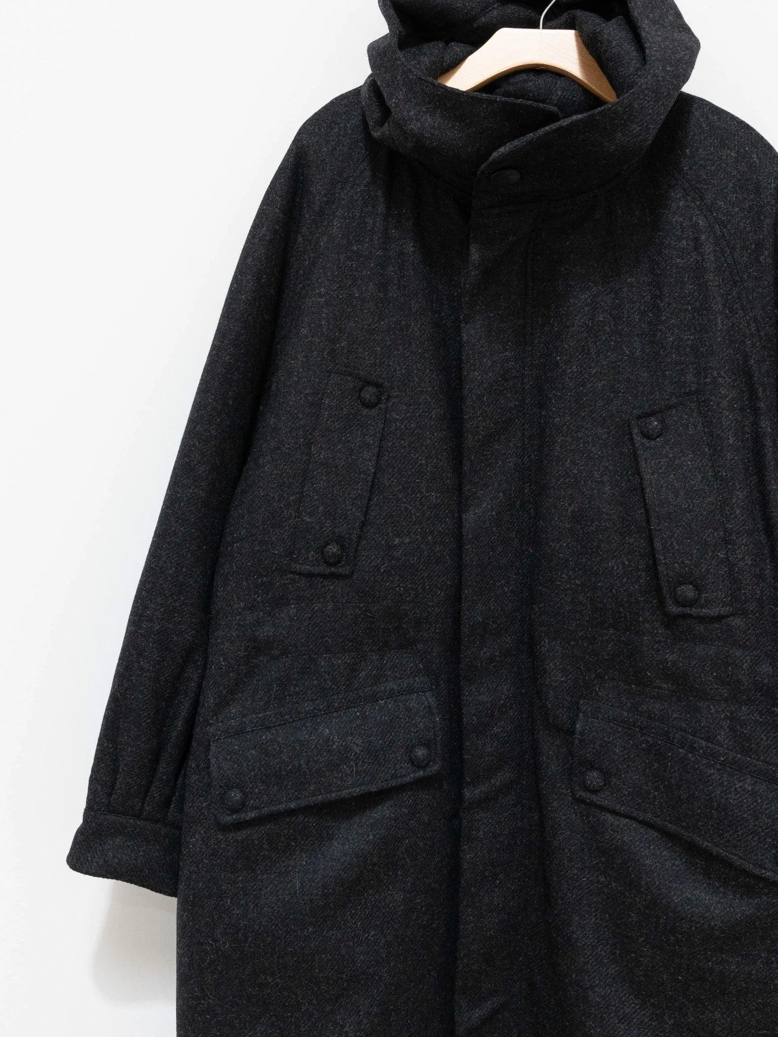 Lightweight Padded Wool Parka - Dark Gray