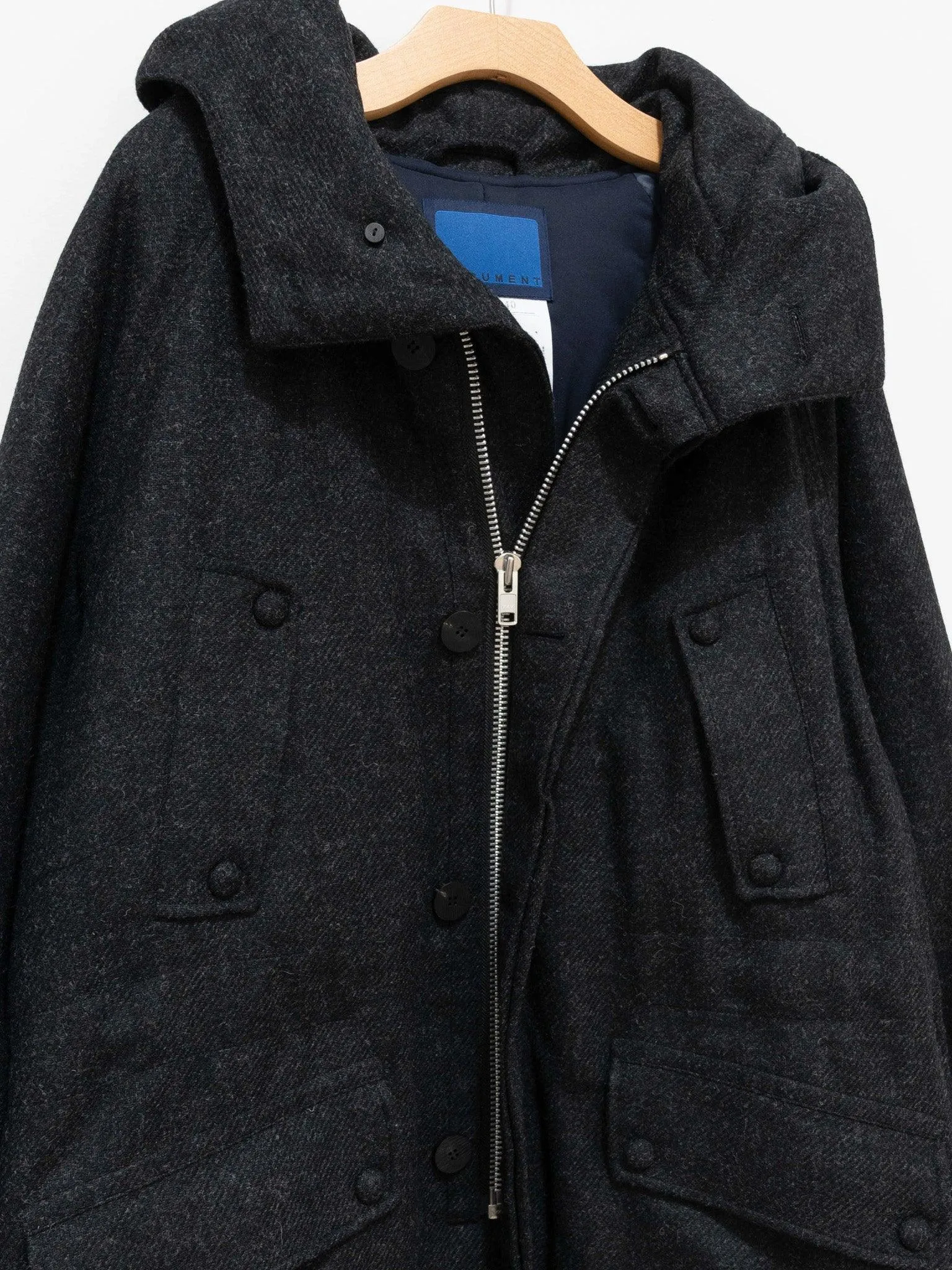 Lightweight Padded Wool Parka - Dark Gray