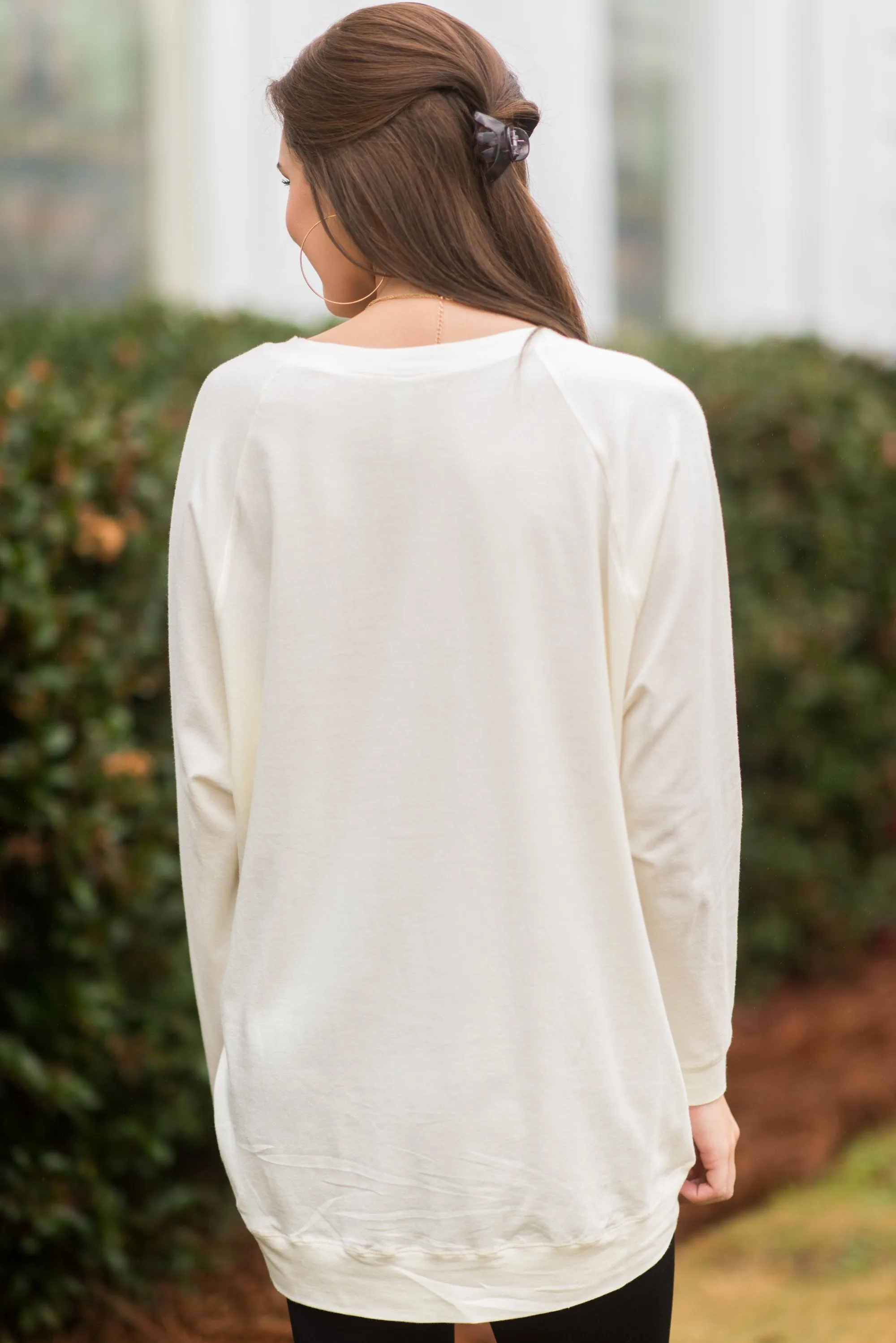 Love You More Ivory White Graphic Tunic