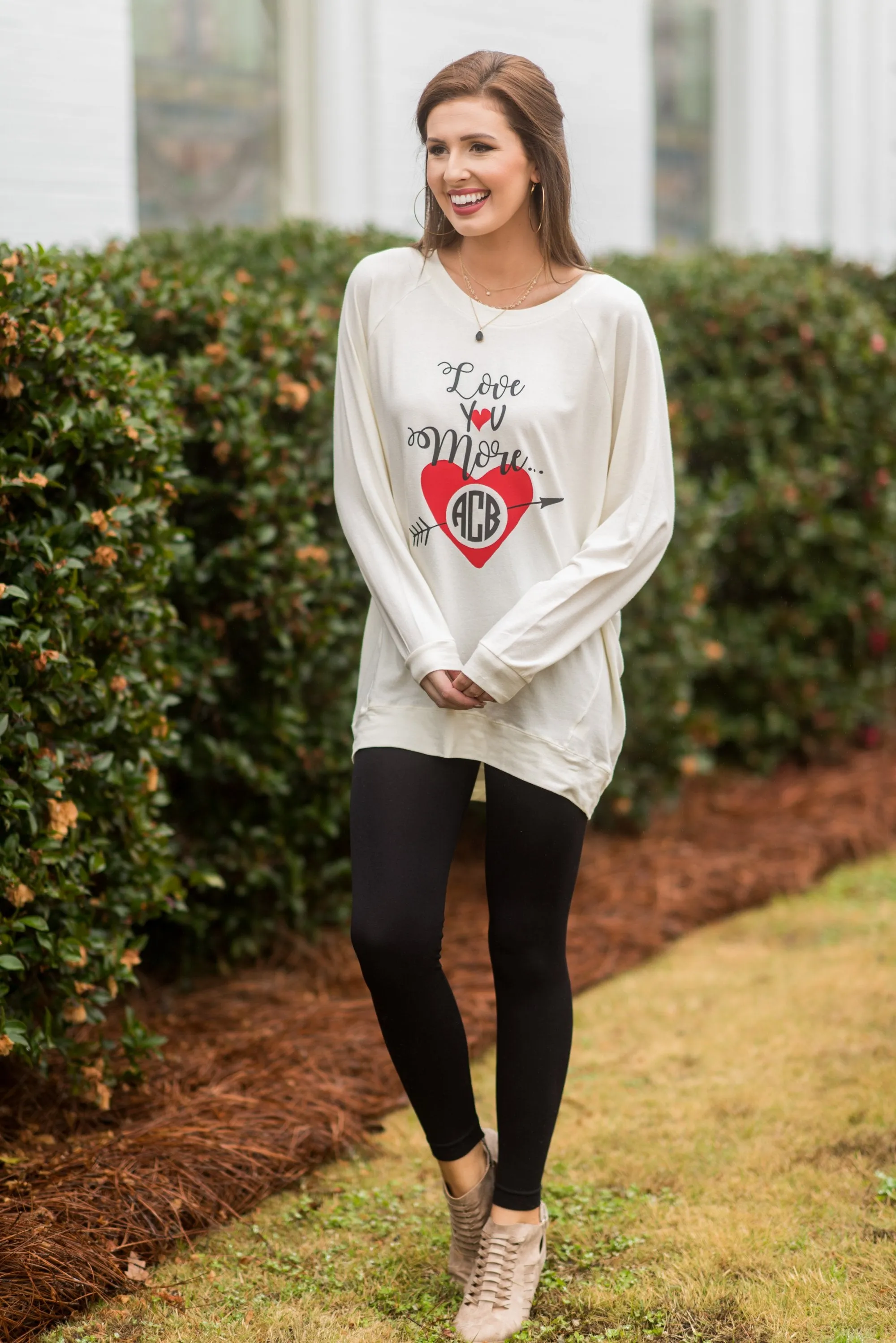 Love You More Ivory White Graphic Tunic