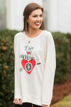 Love You More Ivory White Graphic Tunic