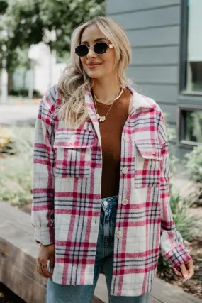 Magenta/Purple Plaid Shacket for Women