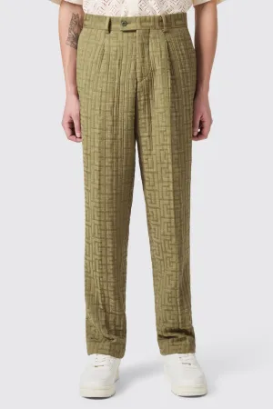 Malacia Oversized Green Jacquard Trousers