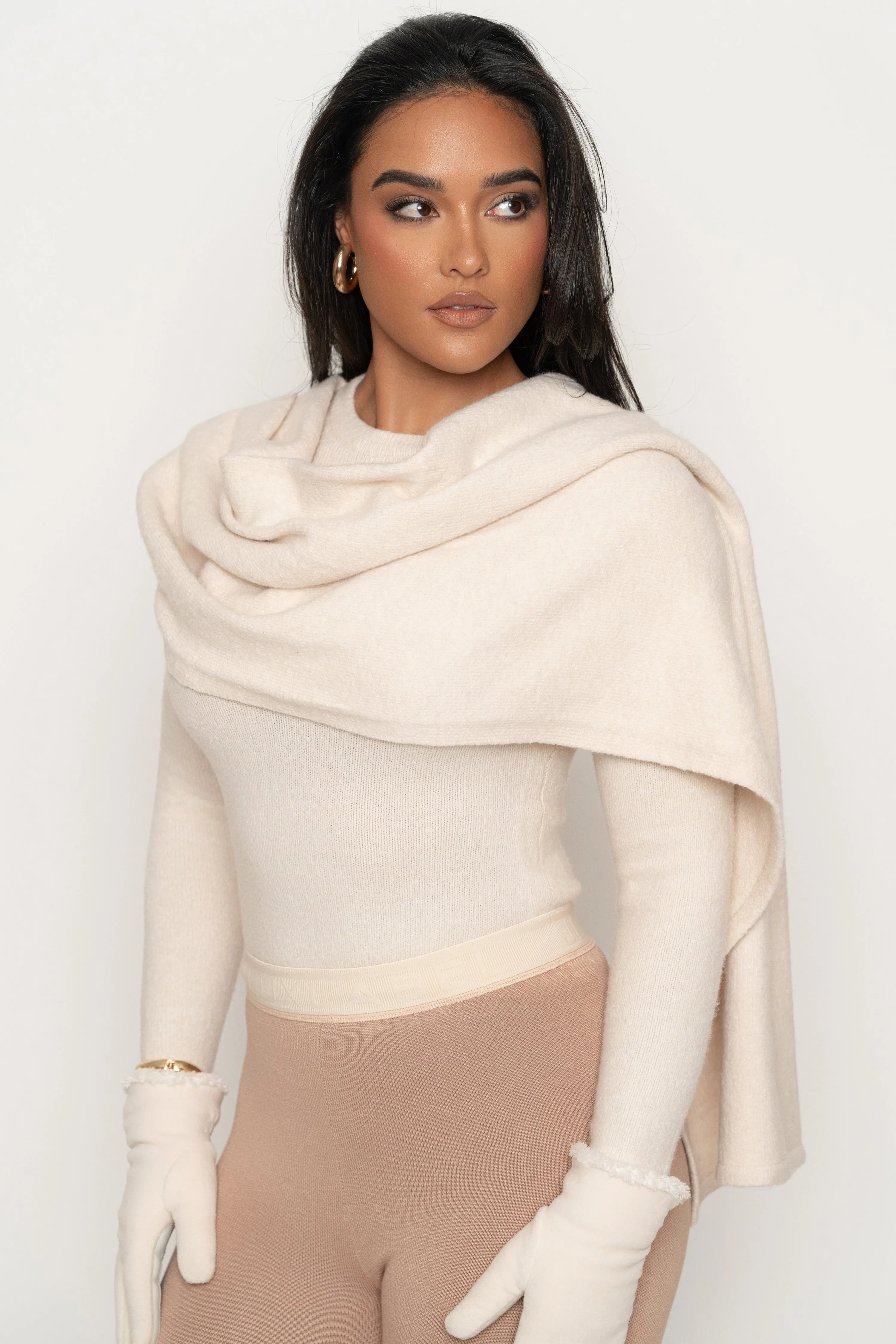 Milk Ribbed Scarf Top