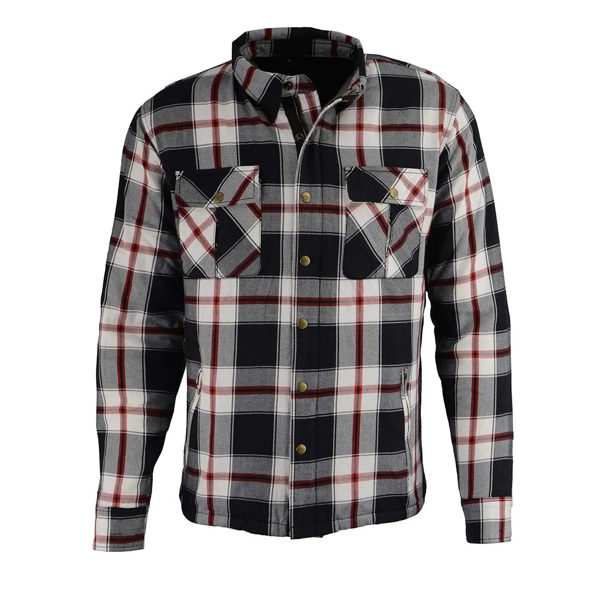 Milwaukee Leather MPM1635 Men's Plaid Flannel Biker Shirt with CE Approved Armor - Reinforced w/ Aramid Fiber