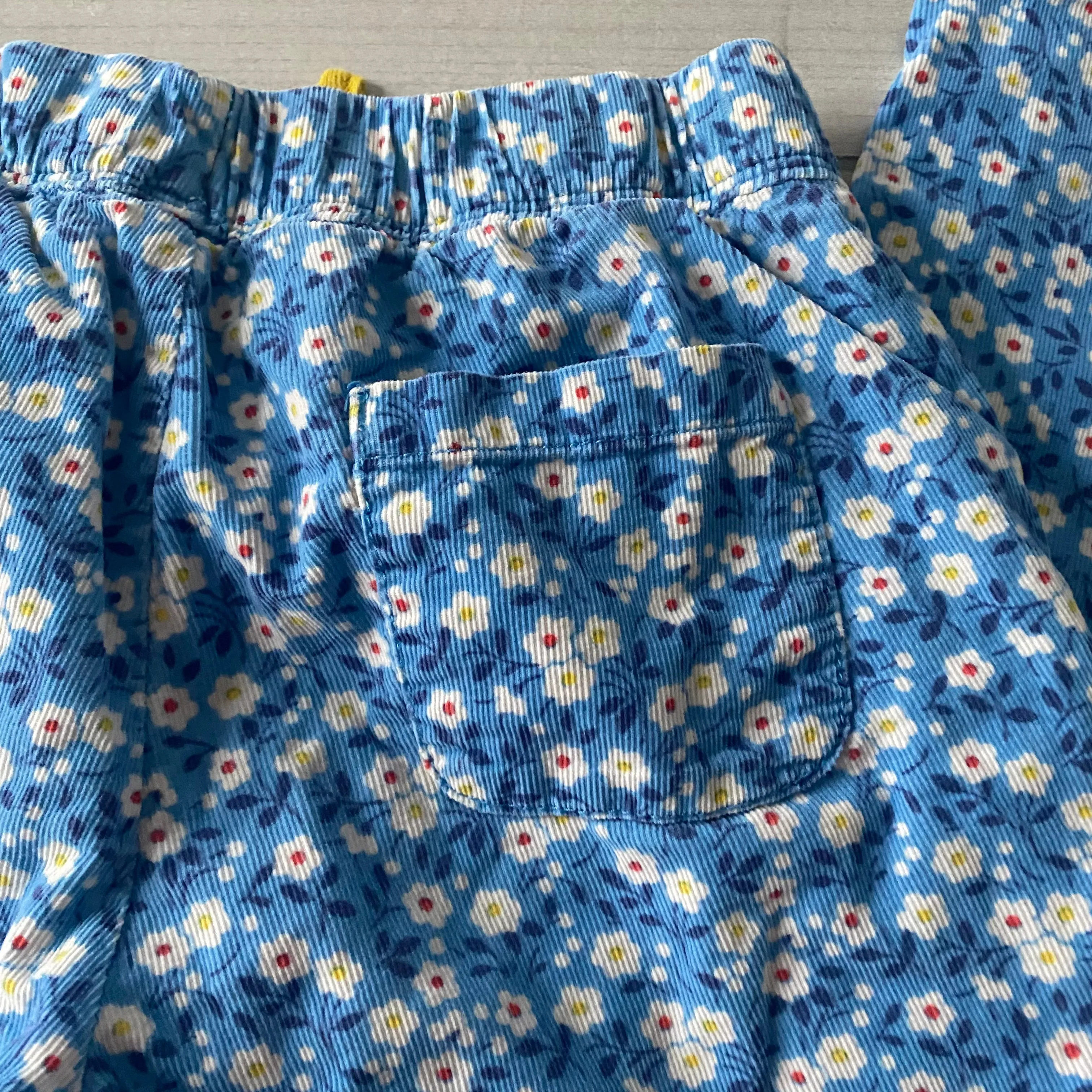 Mini Boden Floral Print Corduroy Elastic Waist Pants