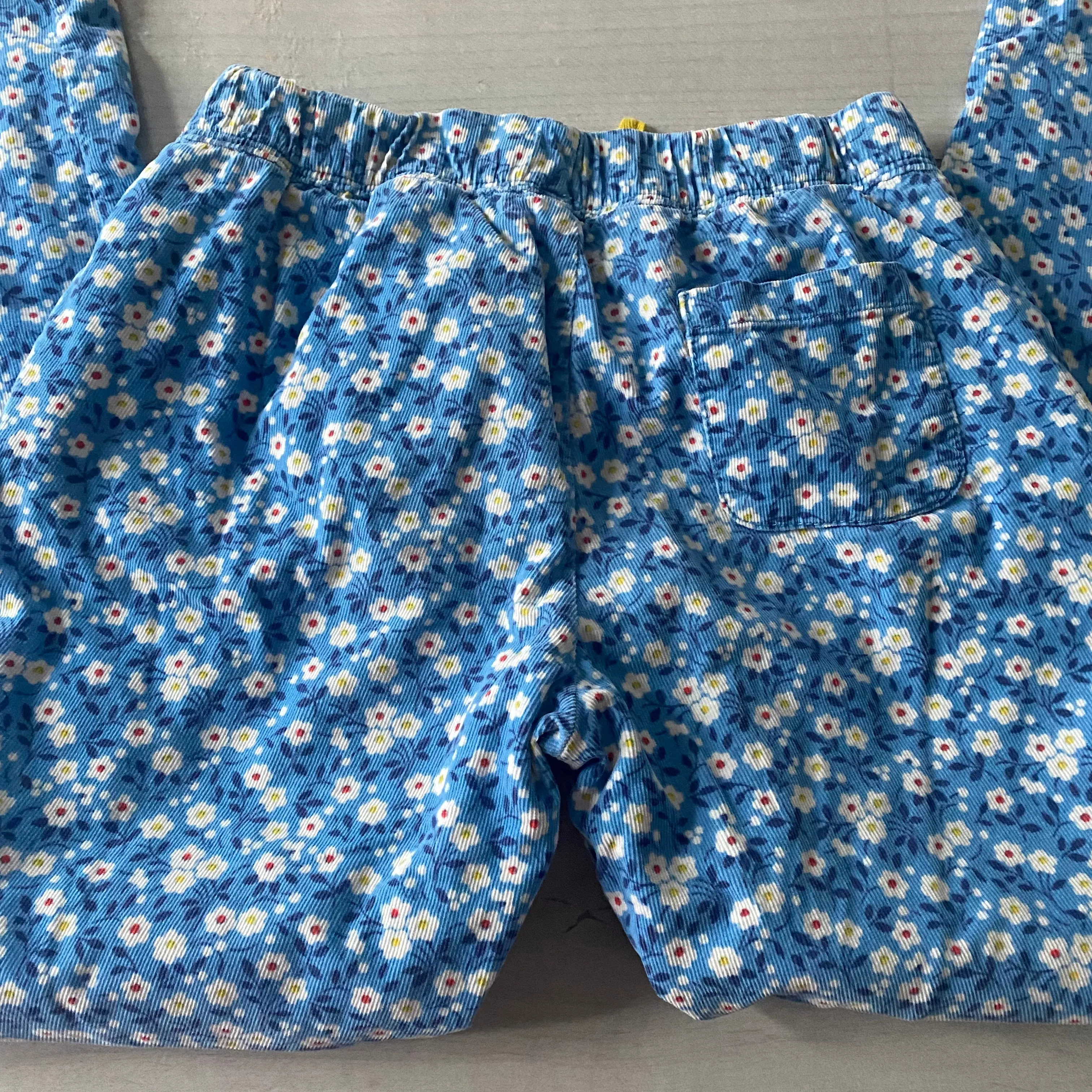 Mini Boden Floral Print Corduroy Elastic Waist Pants