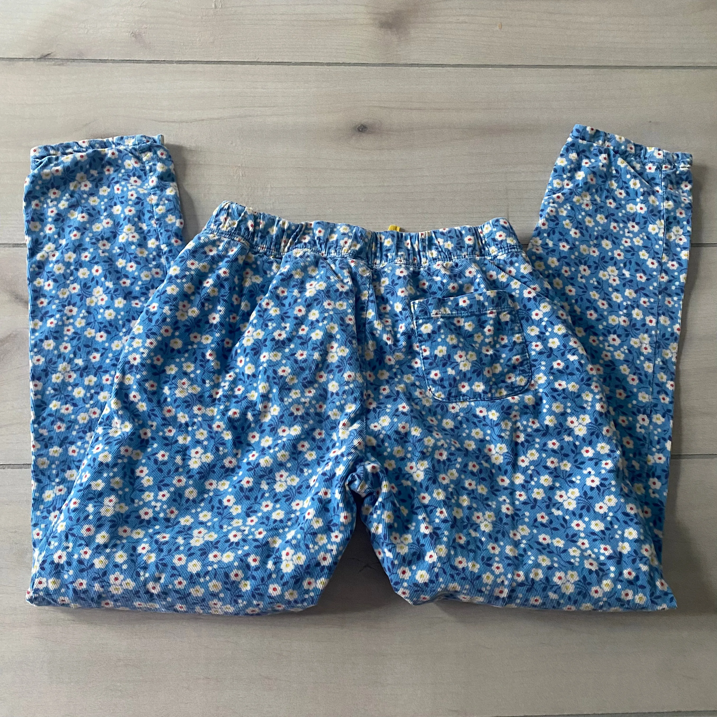 Mini Boden Floral Print Corduroy Elastic Waist Pants