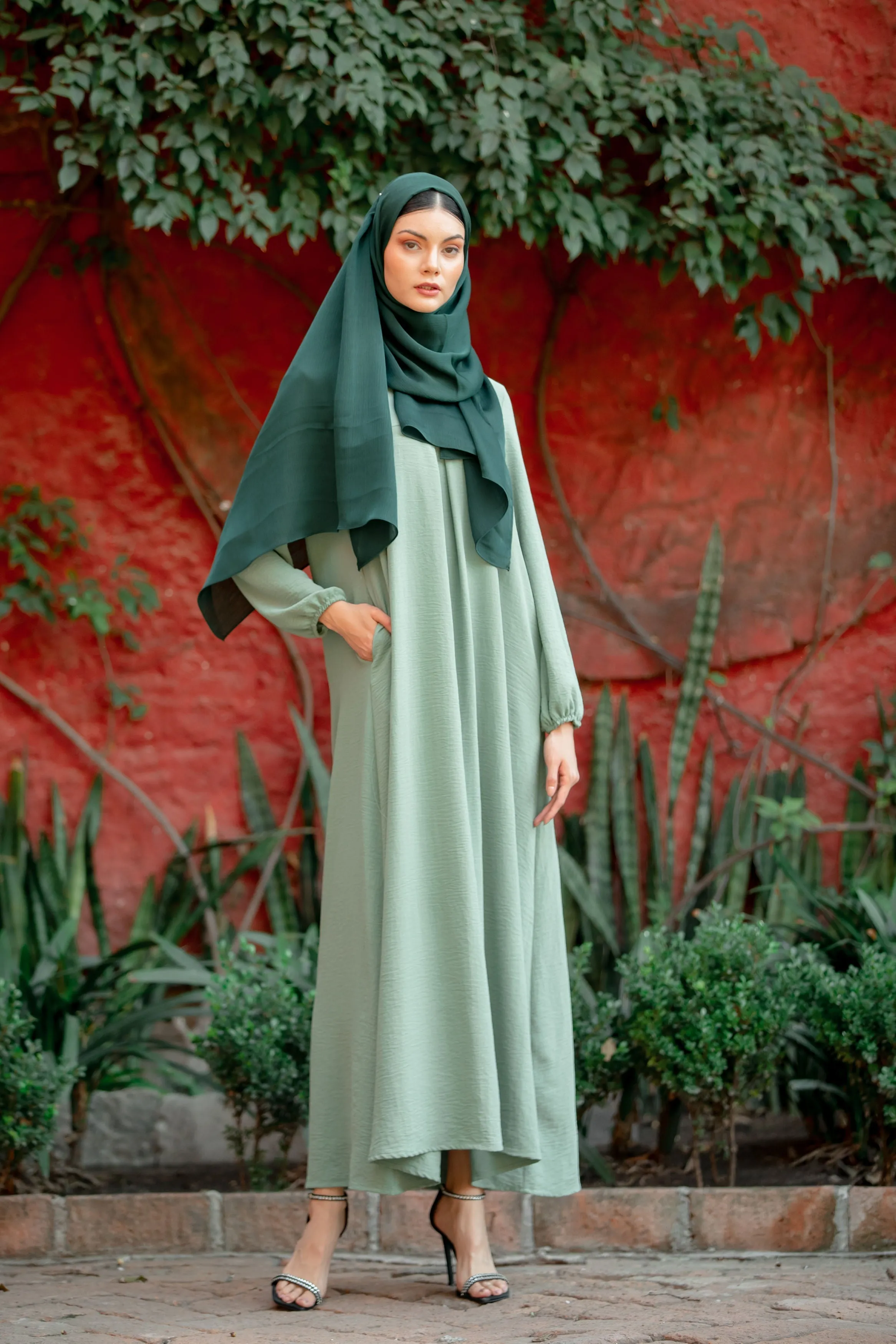 Mint Sheath Abaya Maxi Dress