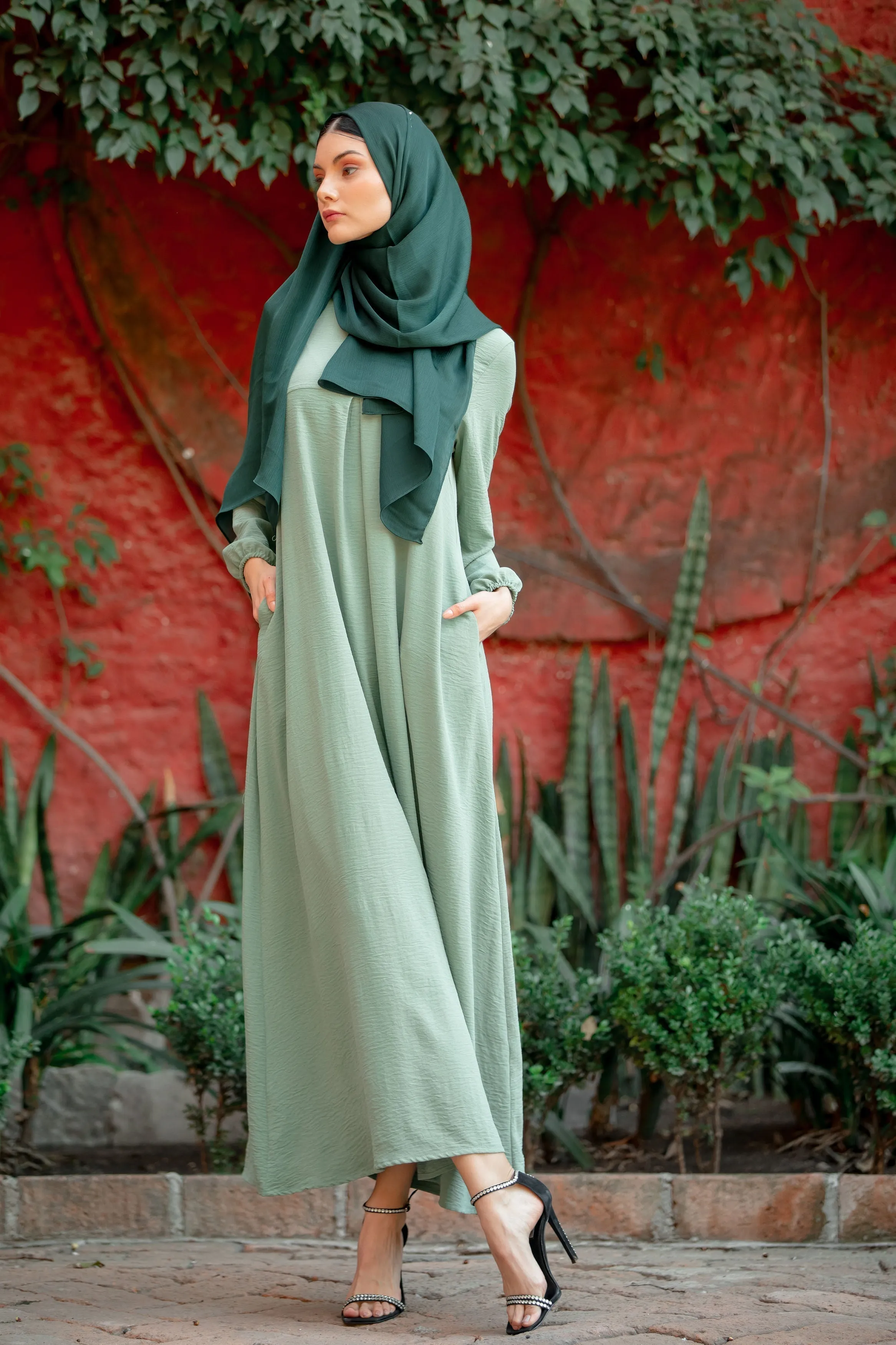 Mint Sheath Abaya Maxi Dress