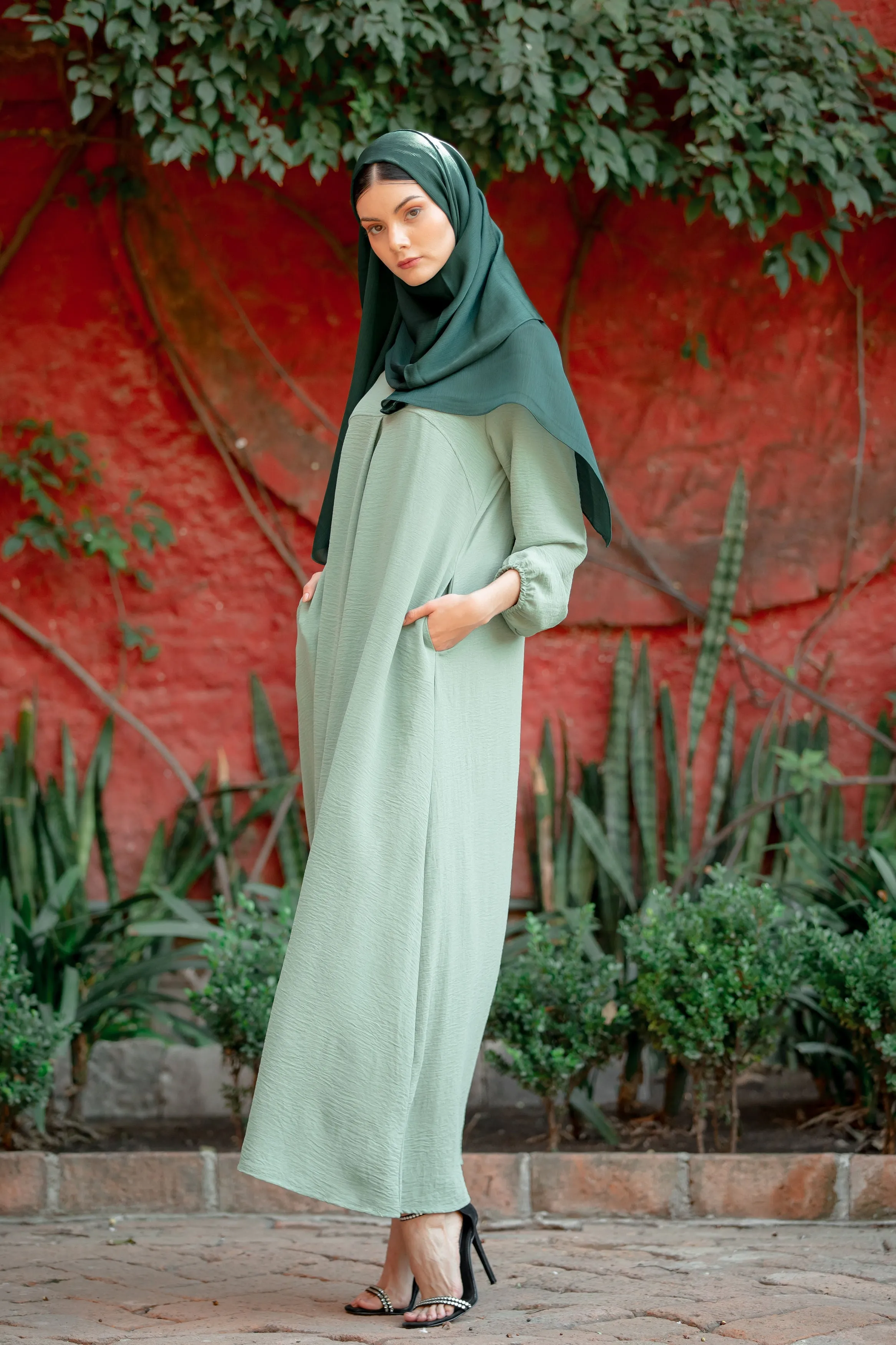 Mint Sheath Abaya Maxi Dress