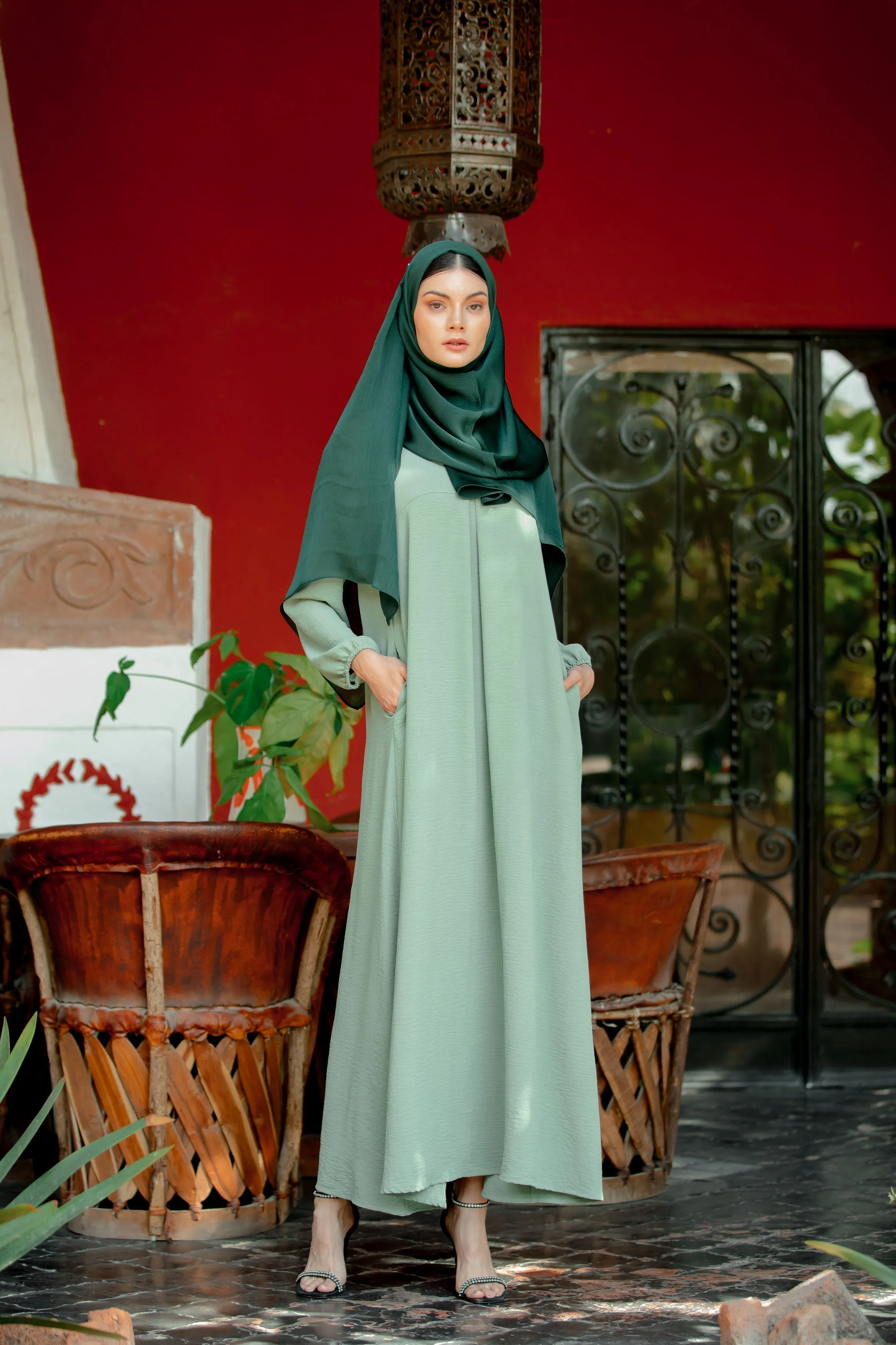 Mint Sheath Abaya Maxi Dress