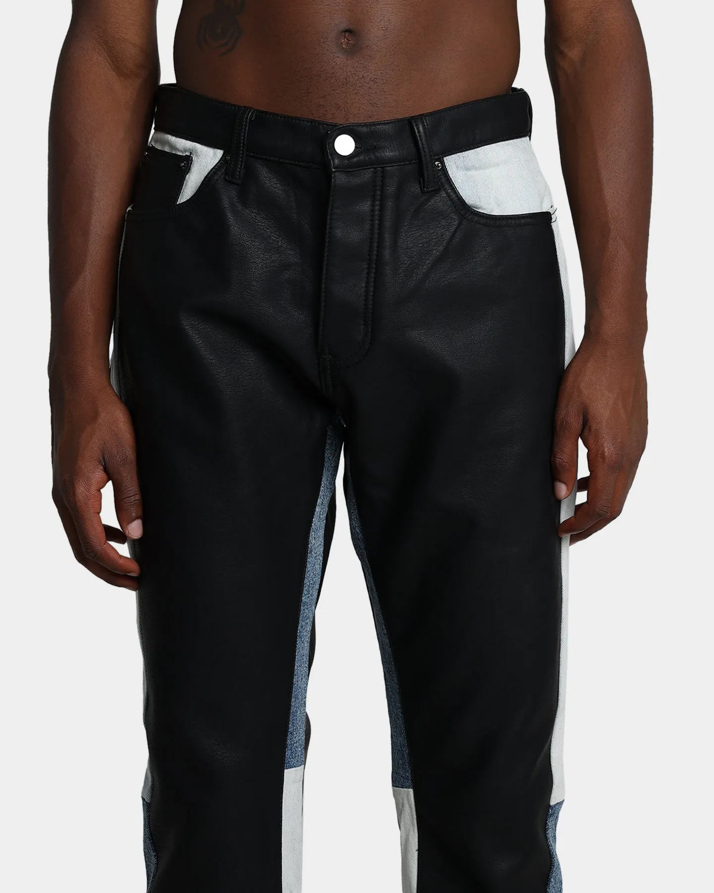 MNML B417 Leather Flare Pants Black/Blue