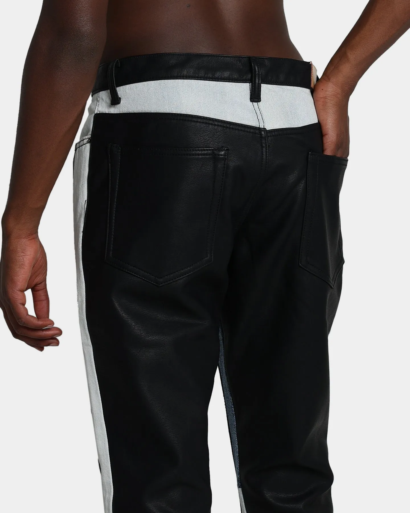 MNML B417 Leather Flare Pants Black/Blue