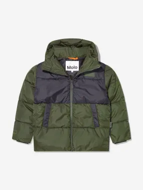 Molo Boys Hooded Puffer Jacket in Green