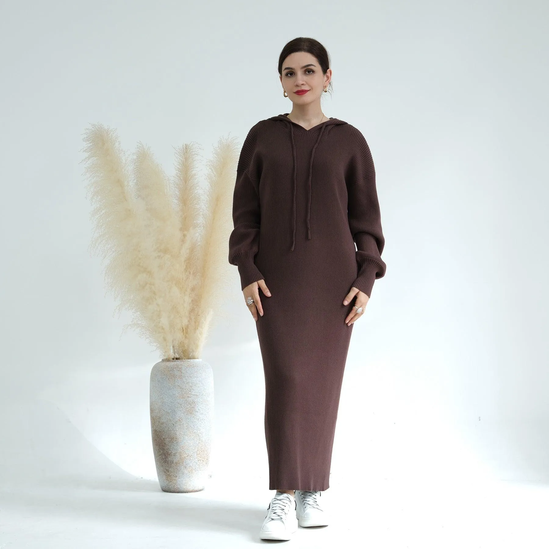 MS027 Winter Thickened Knit Loose Sweater Dress