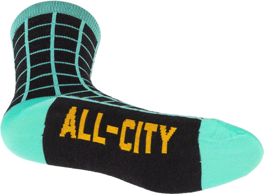 NEW All-City Club Tropic Socks - 6", Black, Goldenrod, Teal, Small/Medium