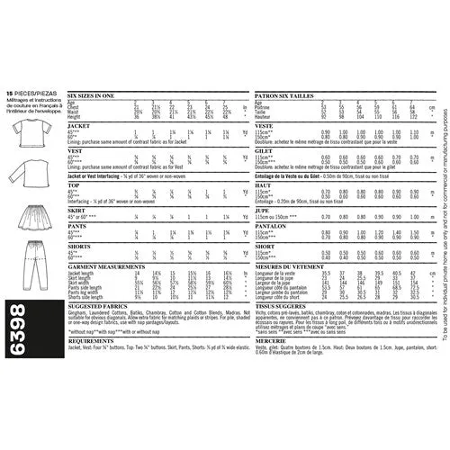 Newlook Pattern 6398 Child Separates