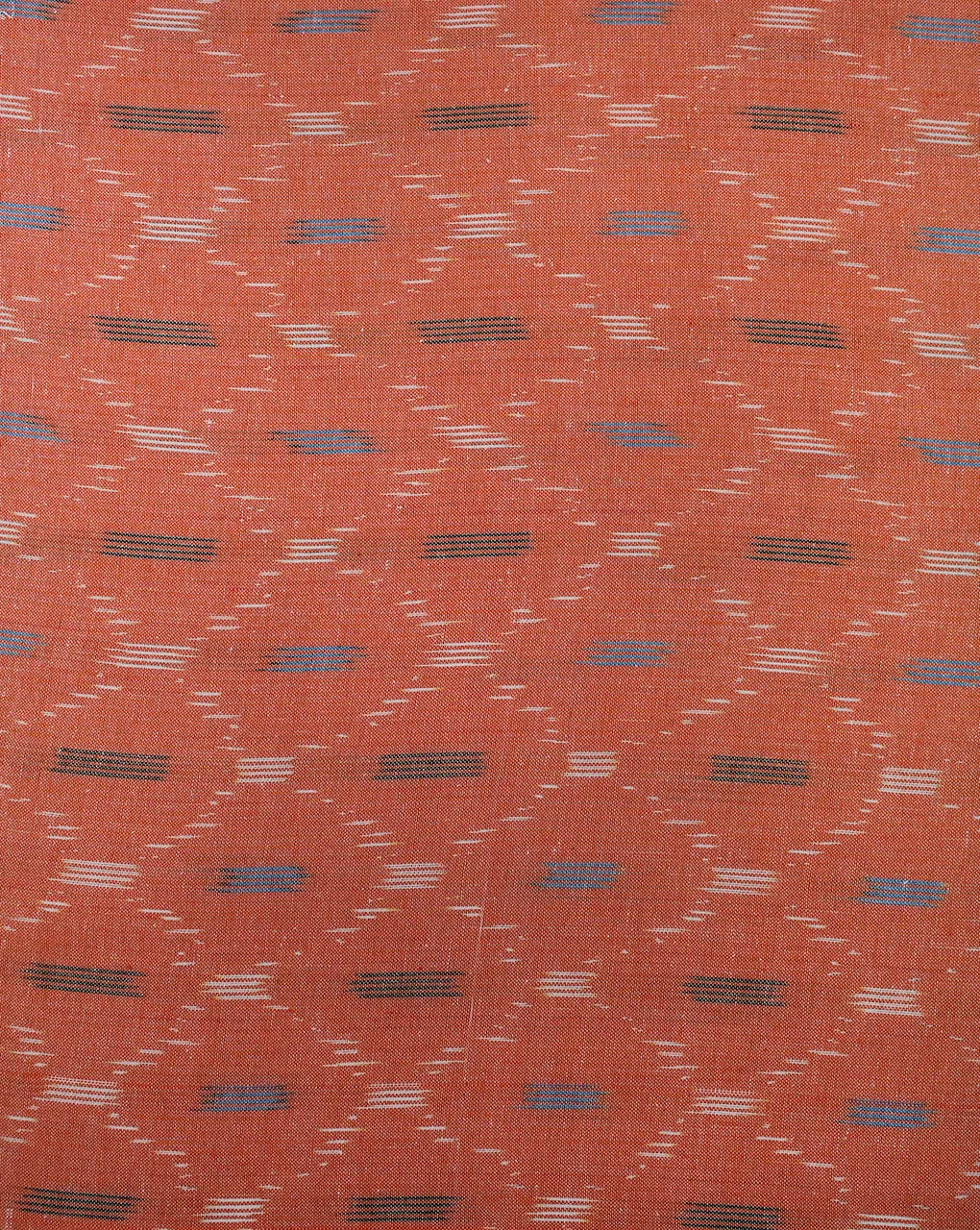 Orange Ikat Design Yarn Dyed Cotton Fabric