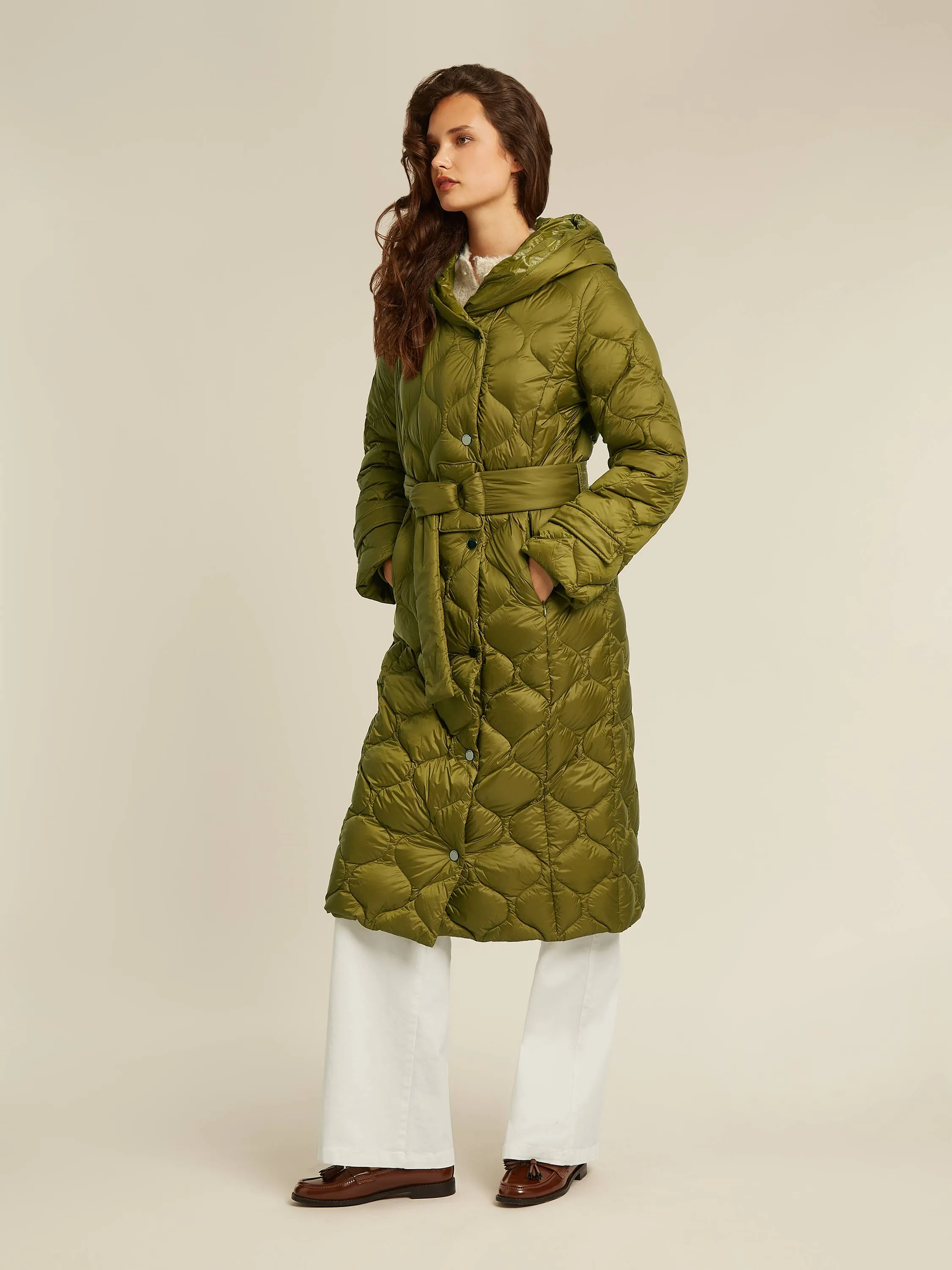 Orelia long coat - Bronze green