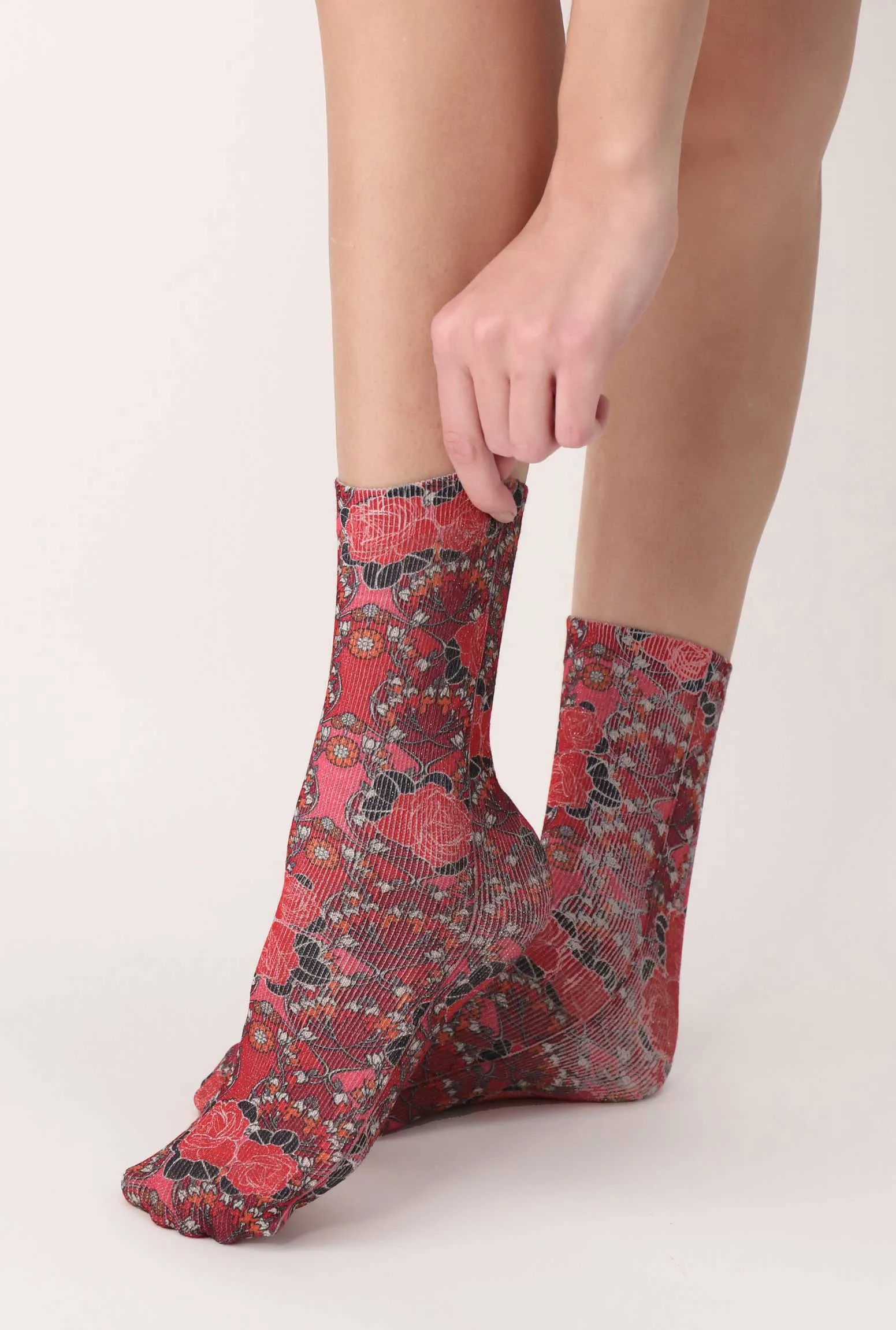 Oroblu Botanical Print Crew Socks