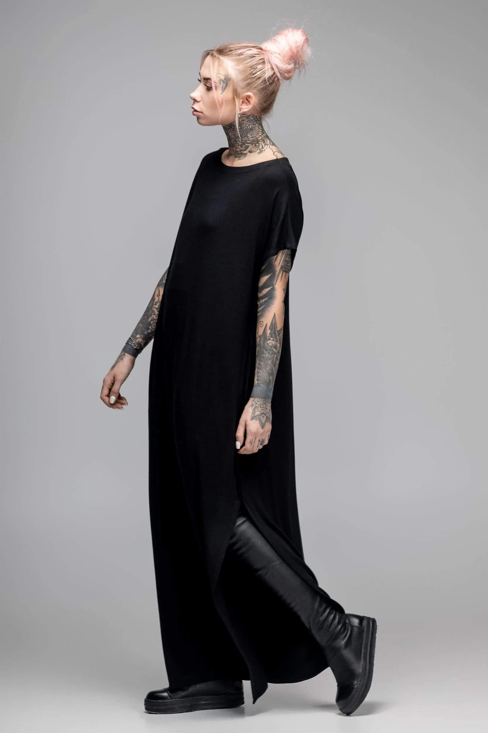 Oversized black maxi dress