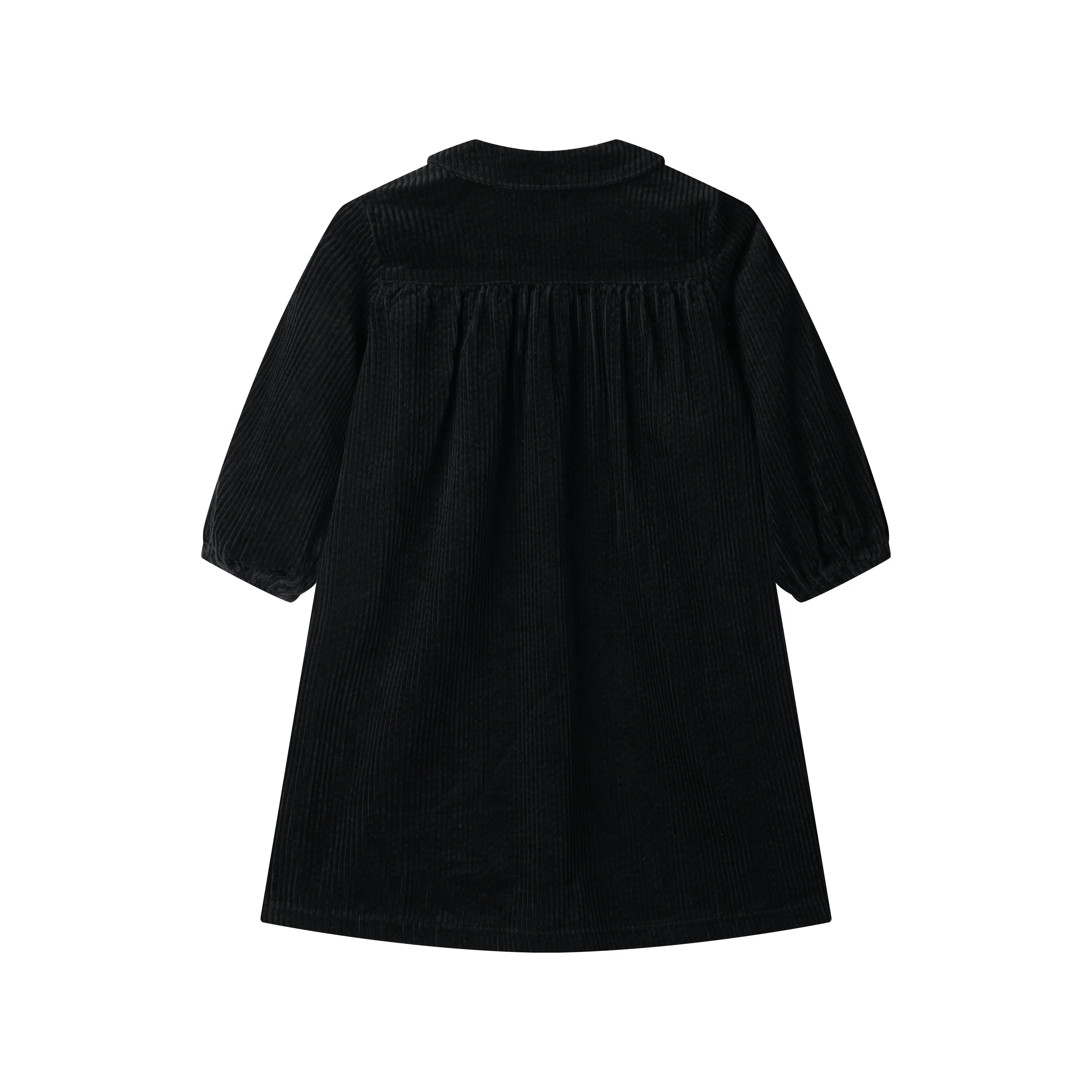 PETER PAN COLLARED CORDUROY DRESS-BLACK