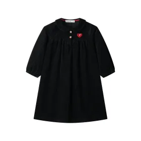 PETER PAN COLLARED CORDUROY DRESS-BLACK