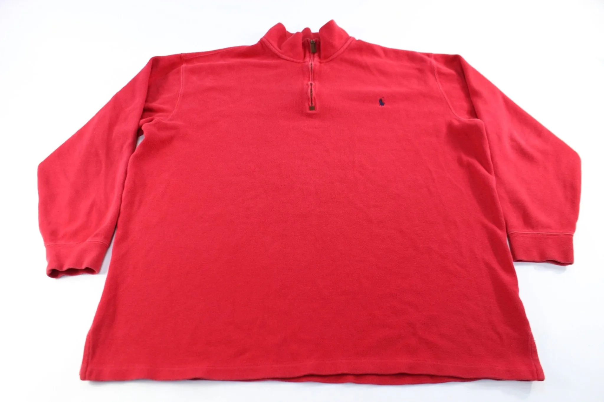 Polo by Ralph Lauren Embroidered Logo Red Quarter Zip Sweater