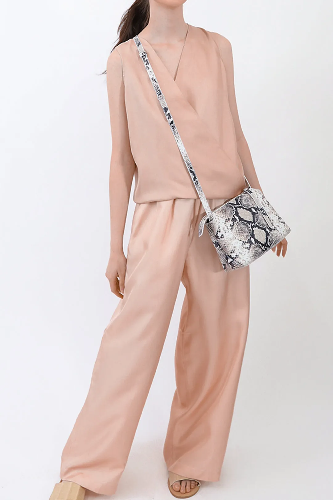 PRIYA SILK TWILL WIDE LEG PANT IN ROSE BEIGE