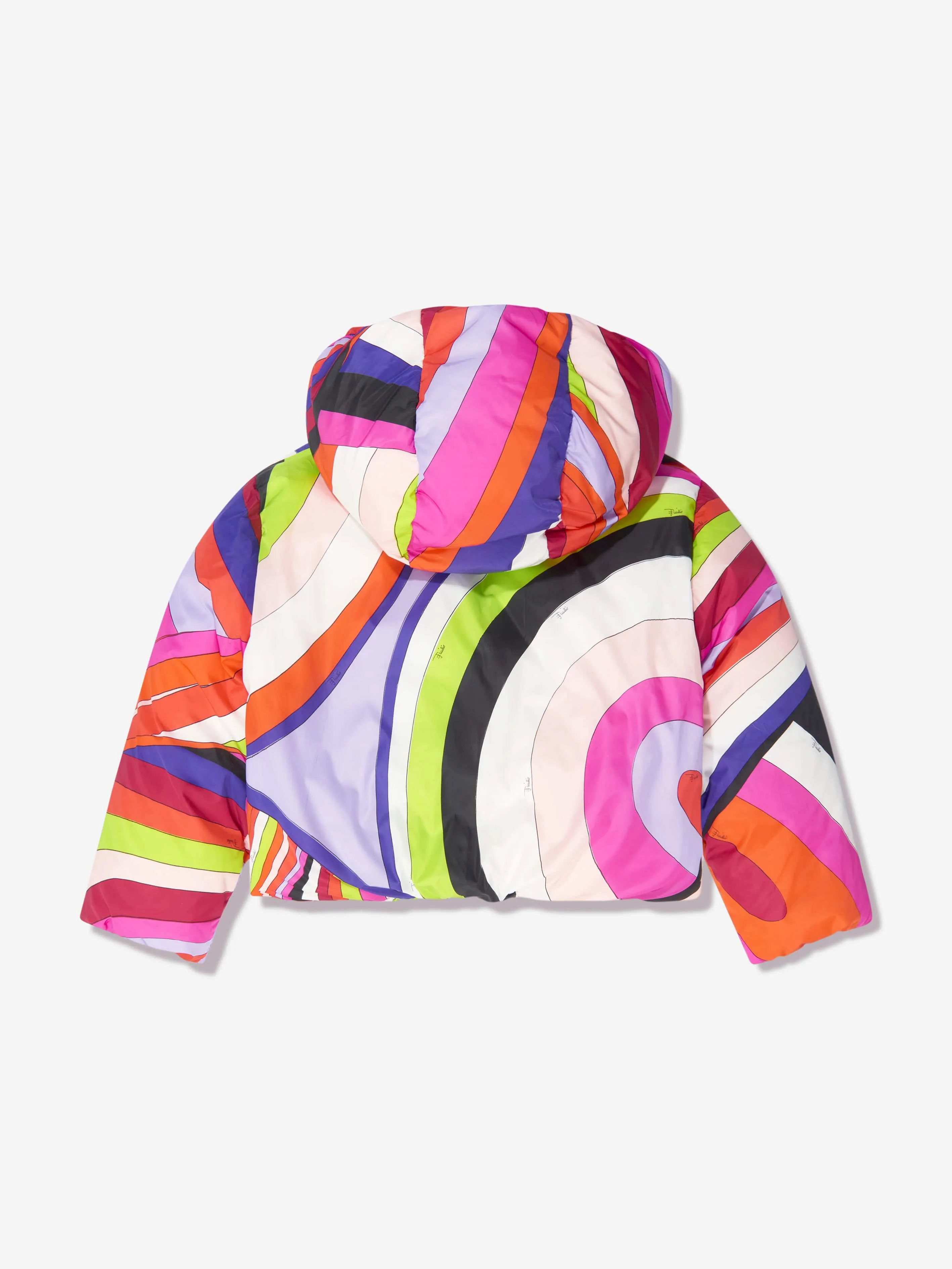 Pucci Girls Iride Print Puffer Jacket in Multicolour