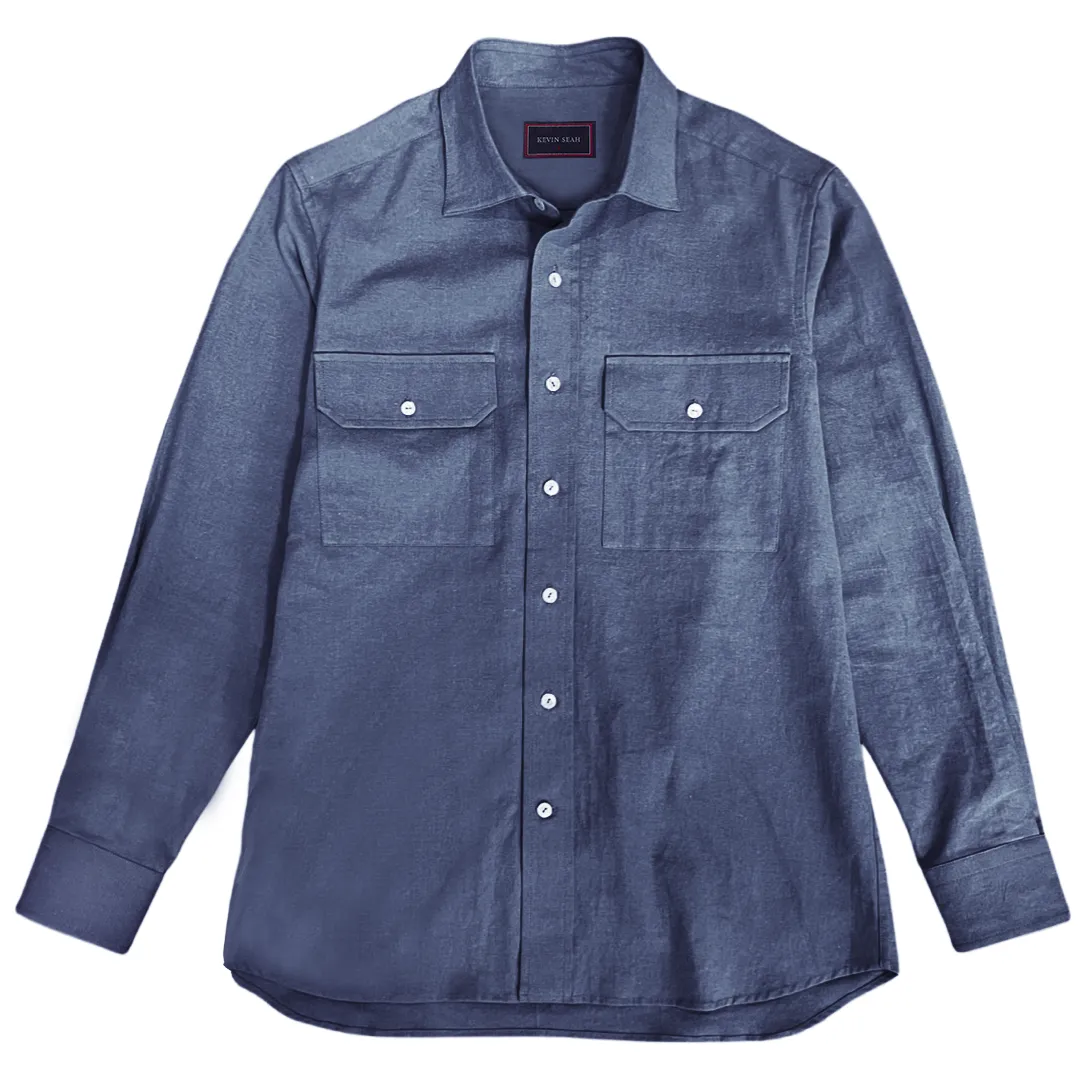 "Miles" Washed Cotton Linen Long Sleeve Shirt (Made to order)