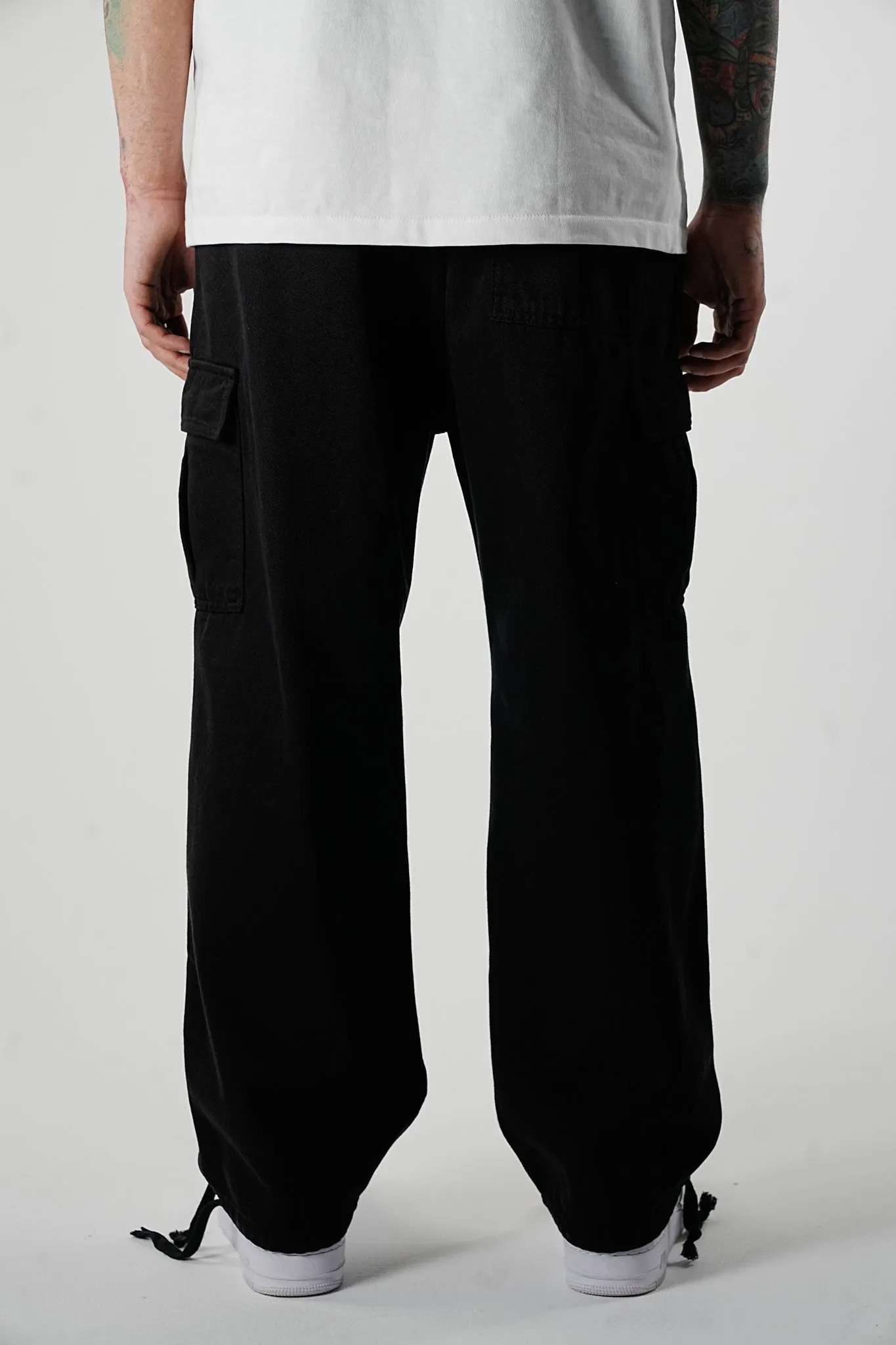 R11 Wide Fit Black Cargo Pants