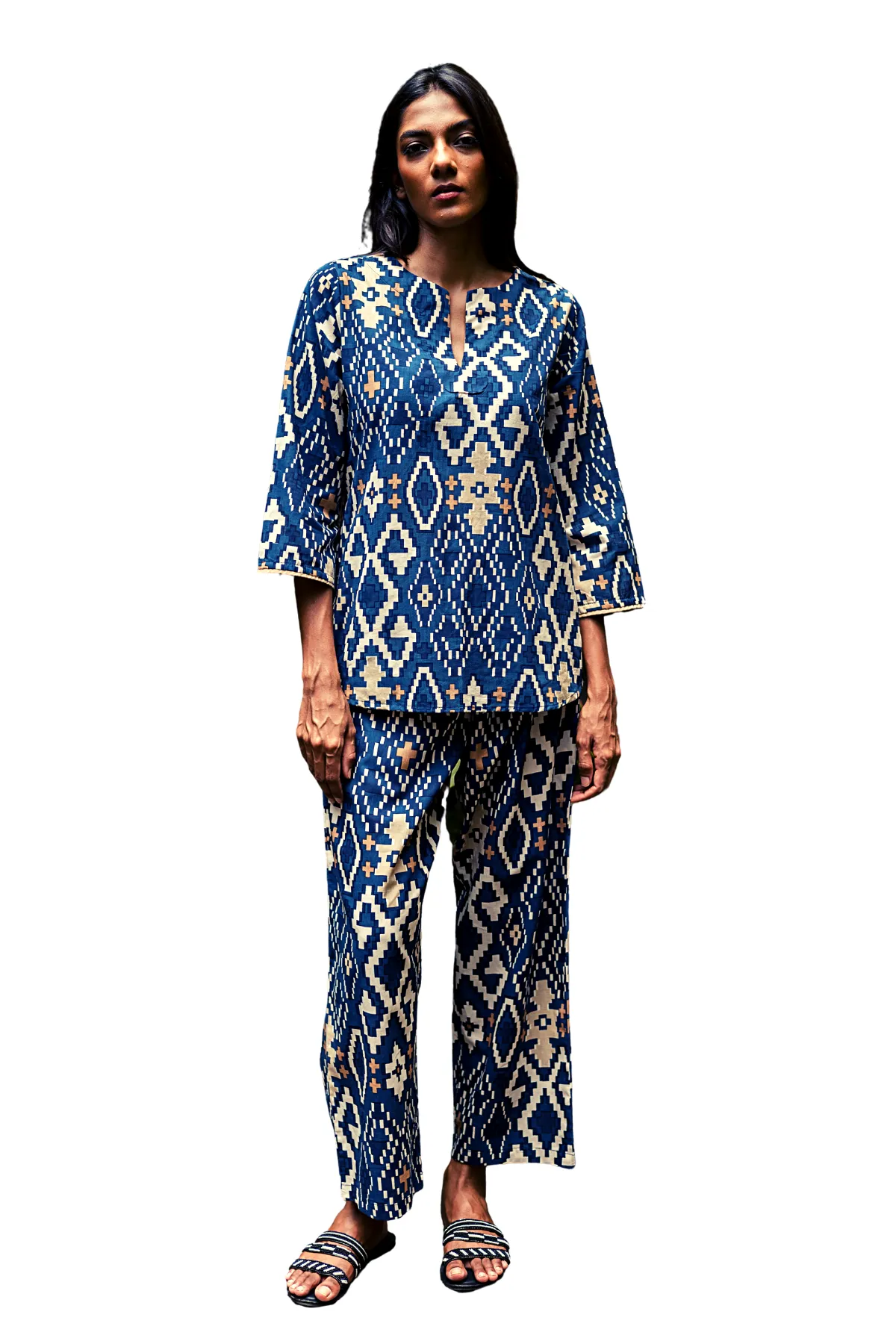 Radha Tunic Set - Blue Matrix