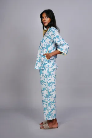 Radha Tunic Set - Ice Blue Shadow Floral