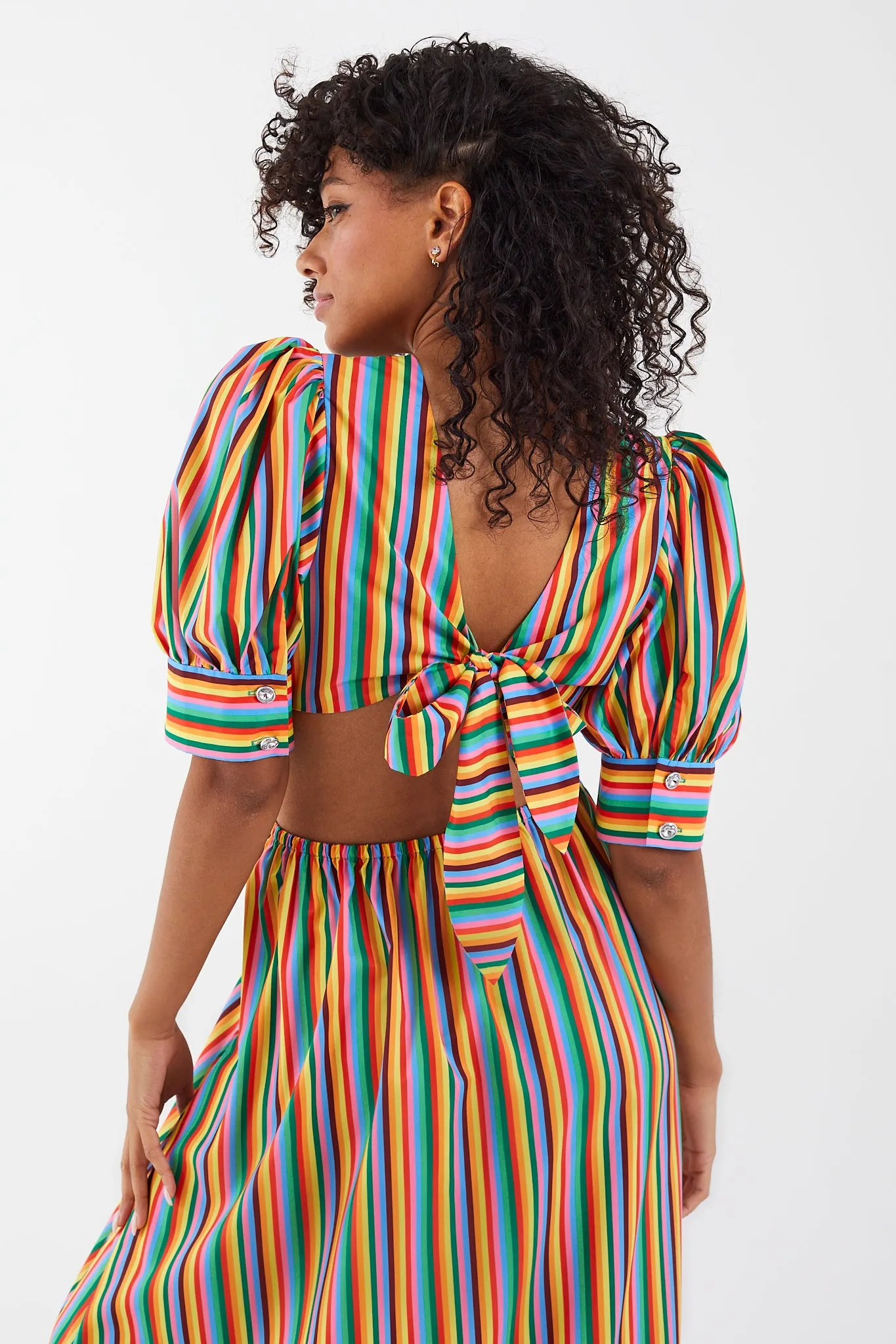 Rainbow Stripe Cut Out Maxi Dress