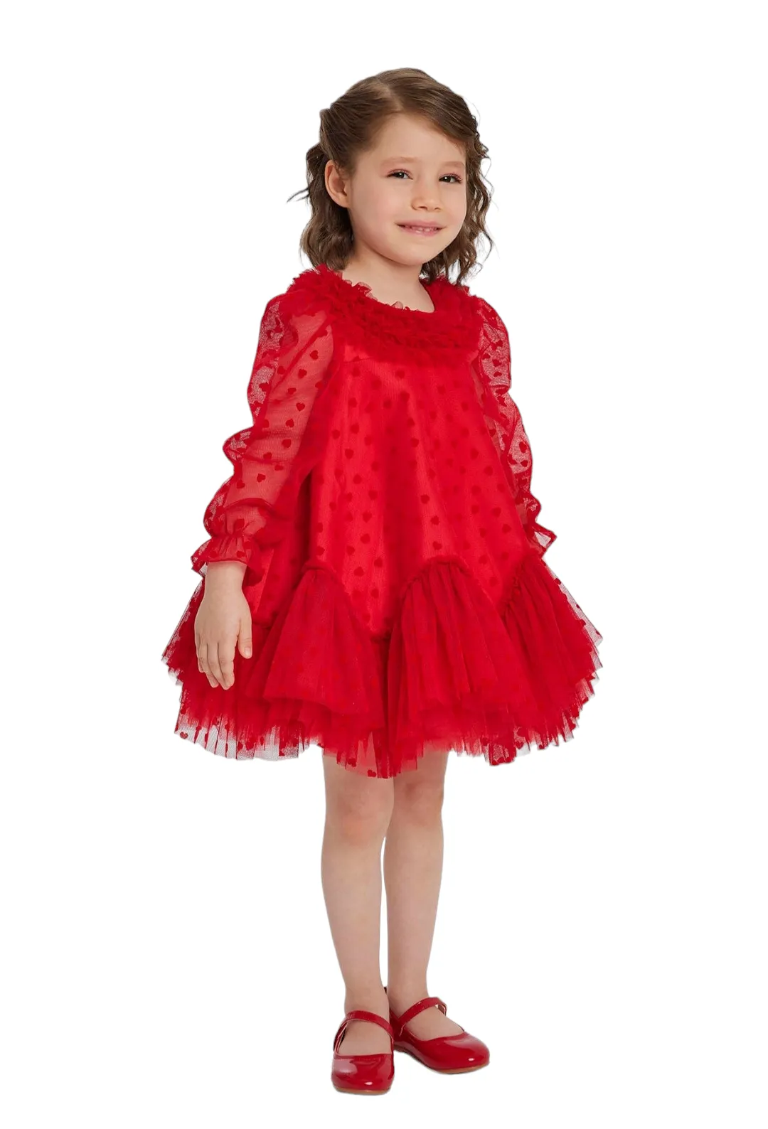 Red Ruffled Girls Dress