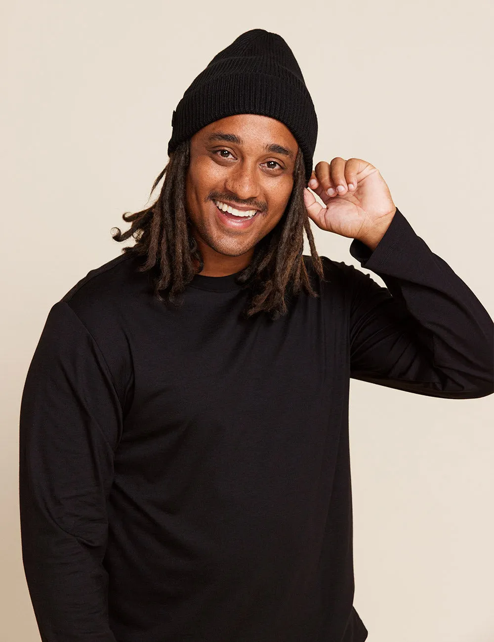 Ribbed Knit Beanie - Black