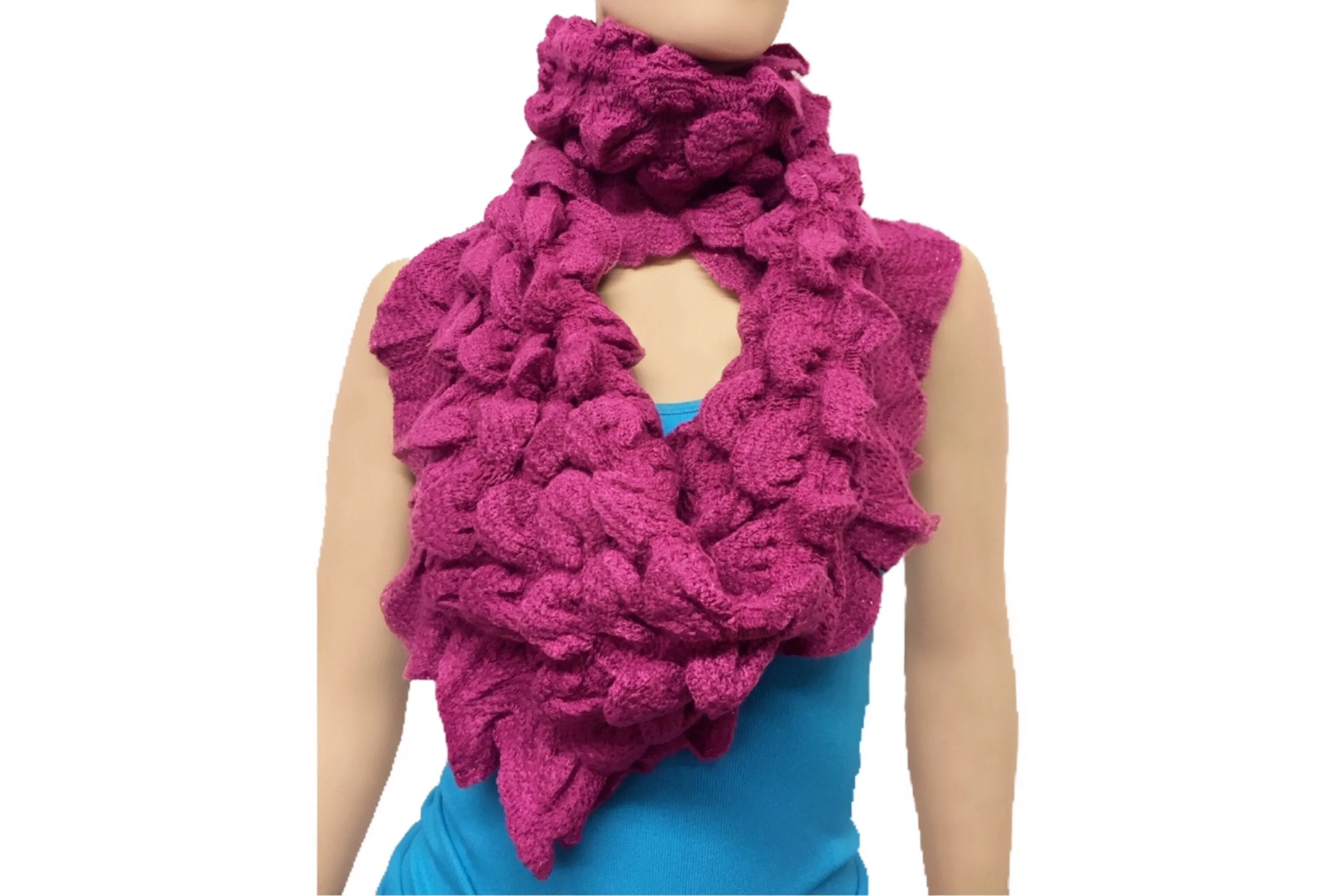 Ruffle Knit Infinity Scarf with Glitter Trim