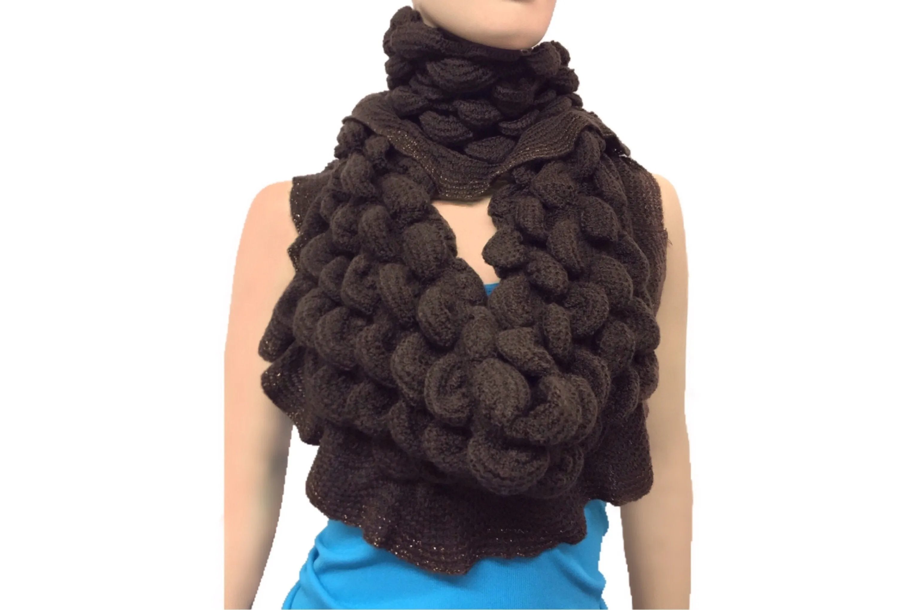 Ruffle Knit Infinity Scarf with Glitter Trim