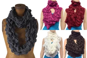 Ruffle Knit Infinity Scarf with Glitter Trim