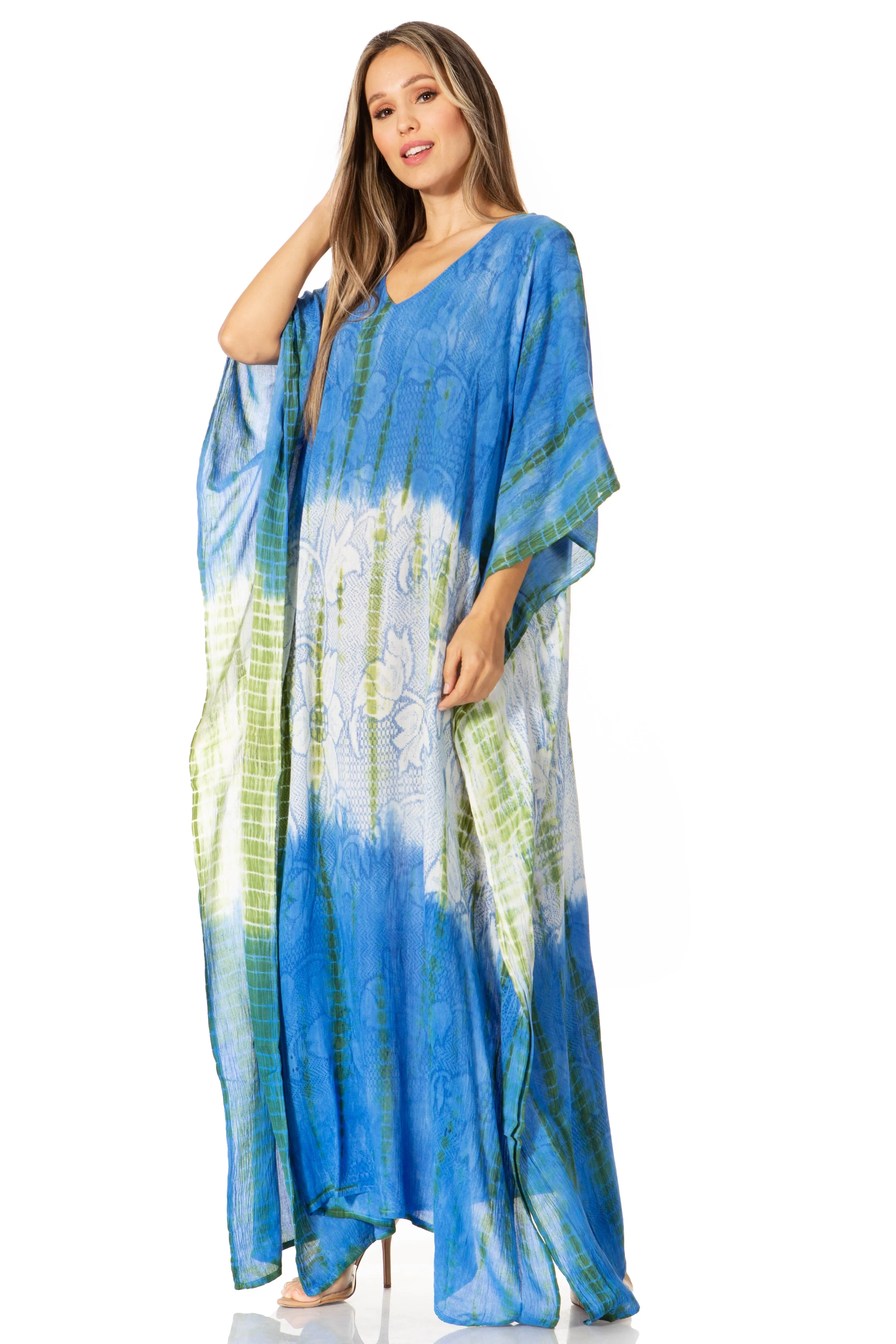 Sakkas Catia Women's Boho-Style Long Maxi Caftan for Lounging and Casual Wear