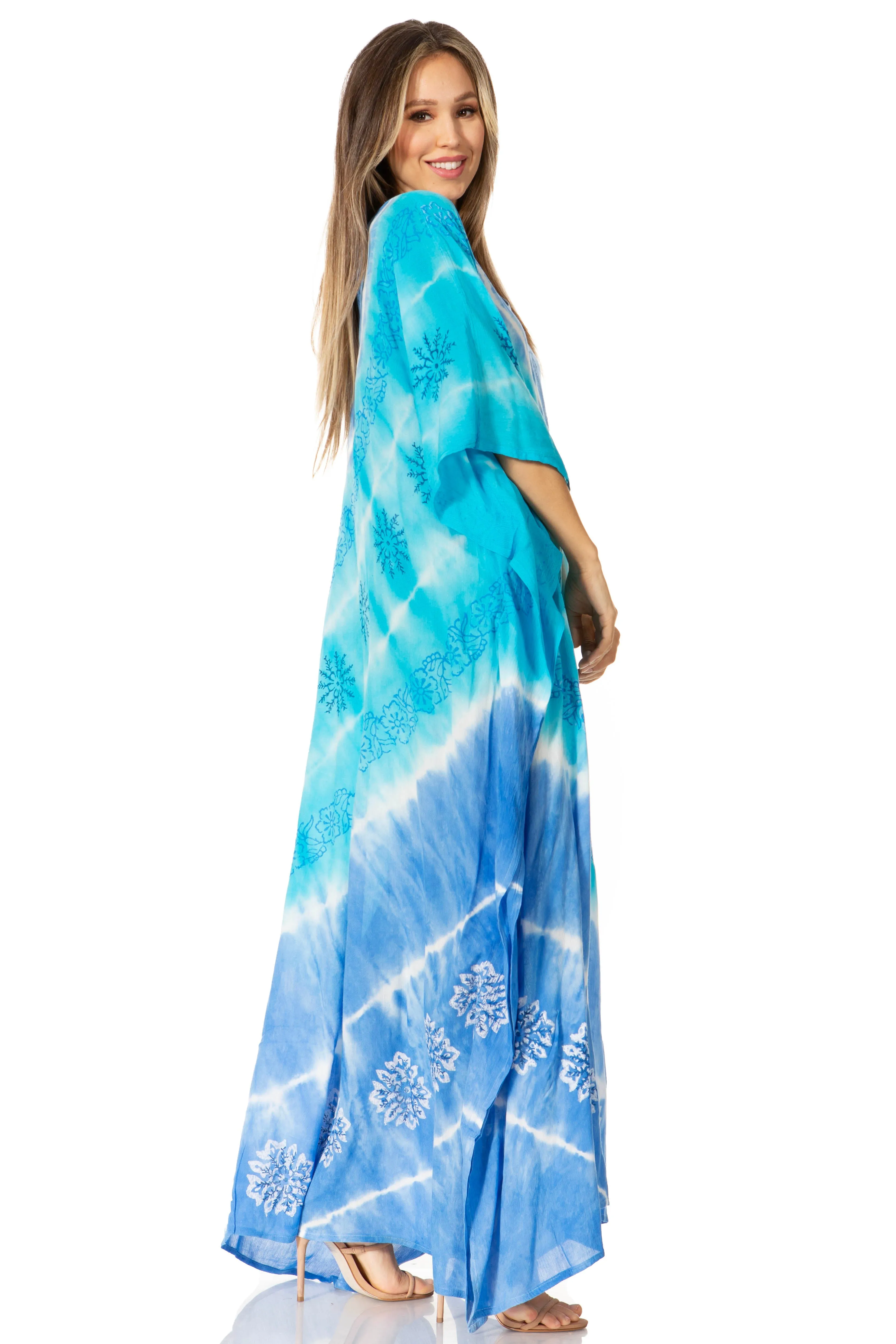 Sakkas Catia Women's Boho-Style Long Maxi Caftan for Lounging and Casual Wear