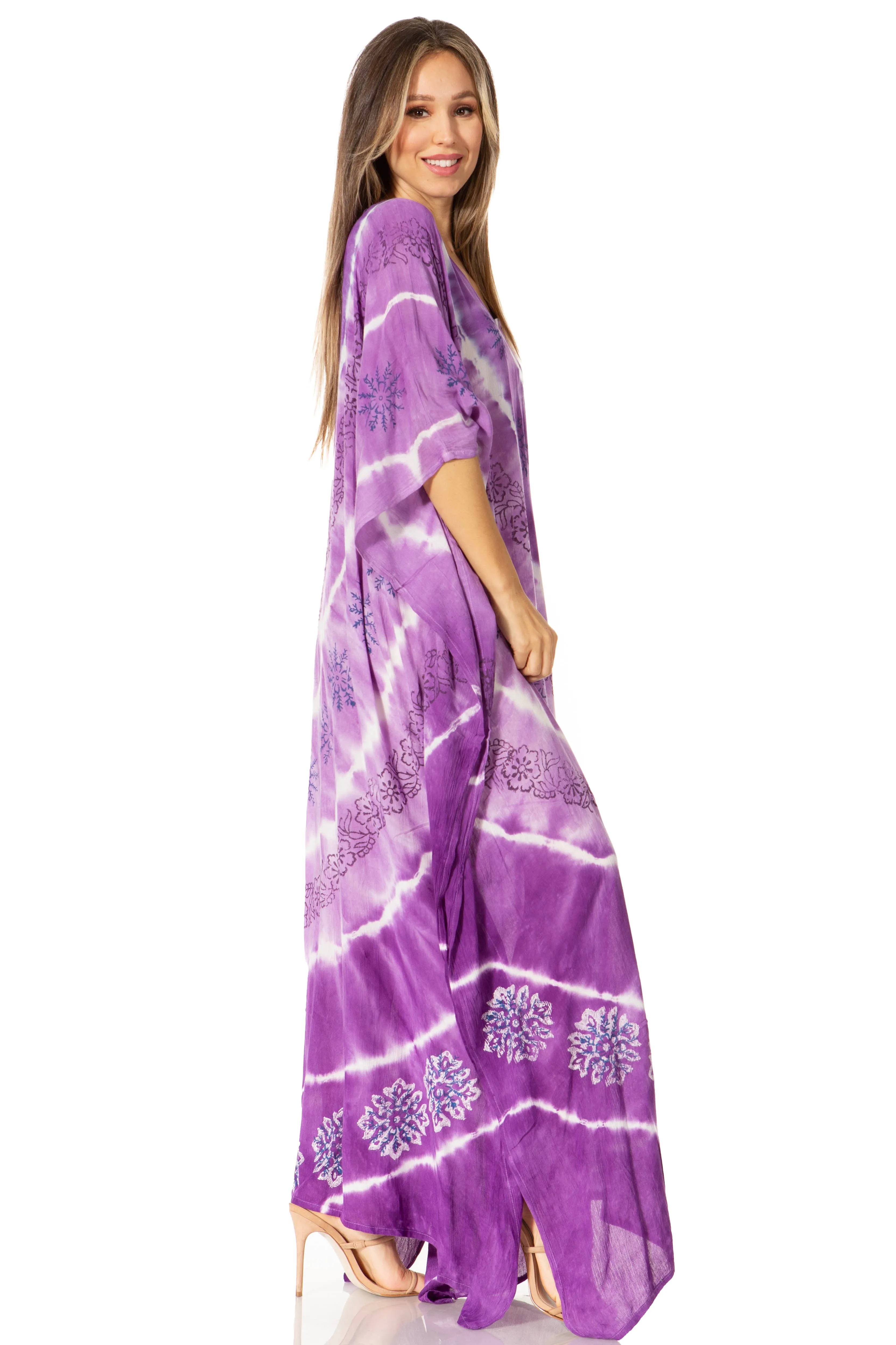 Sakkas Catia Women's Boho-Style Long Maxi Caftan for Lounging and Casual Wear