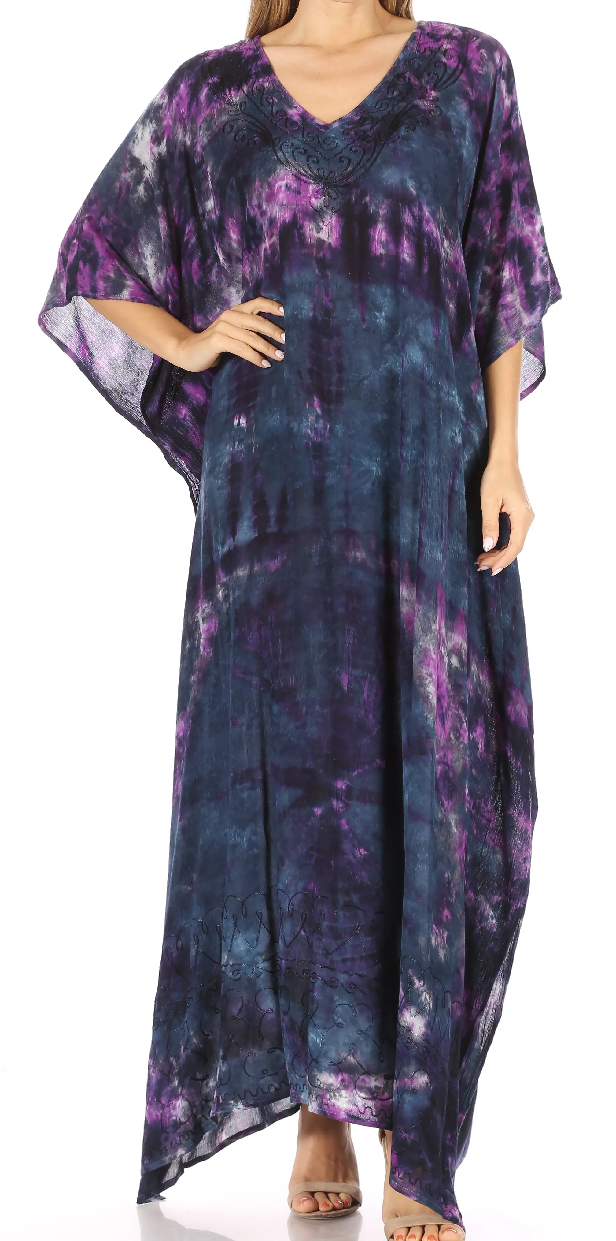 Sakkas Catia Women's Boho-Style Long Maxi Caftan for Lounging and Casual Wear