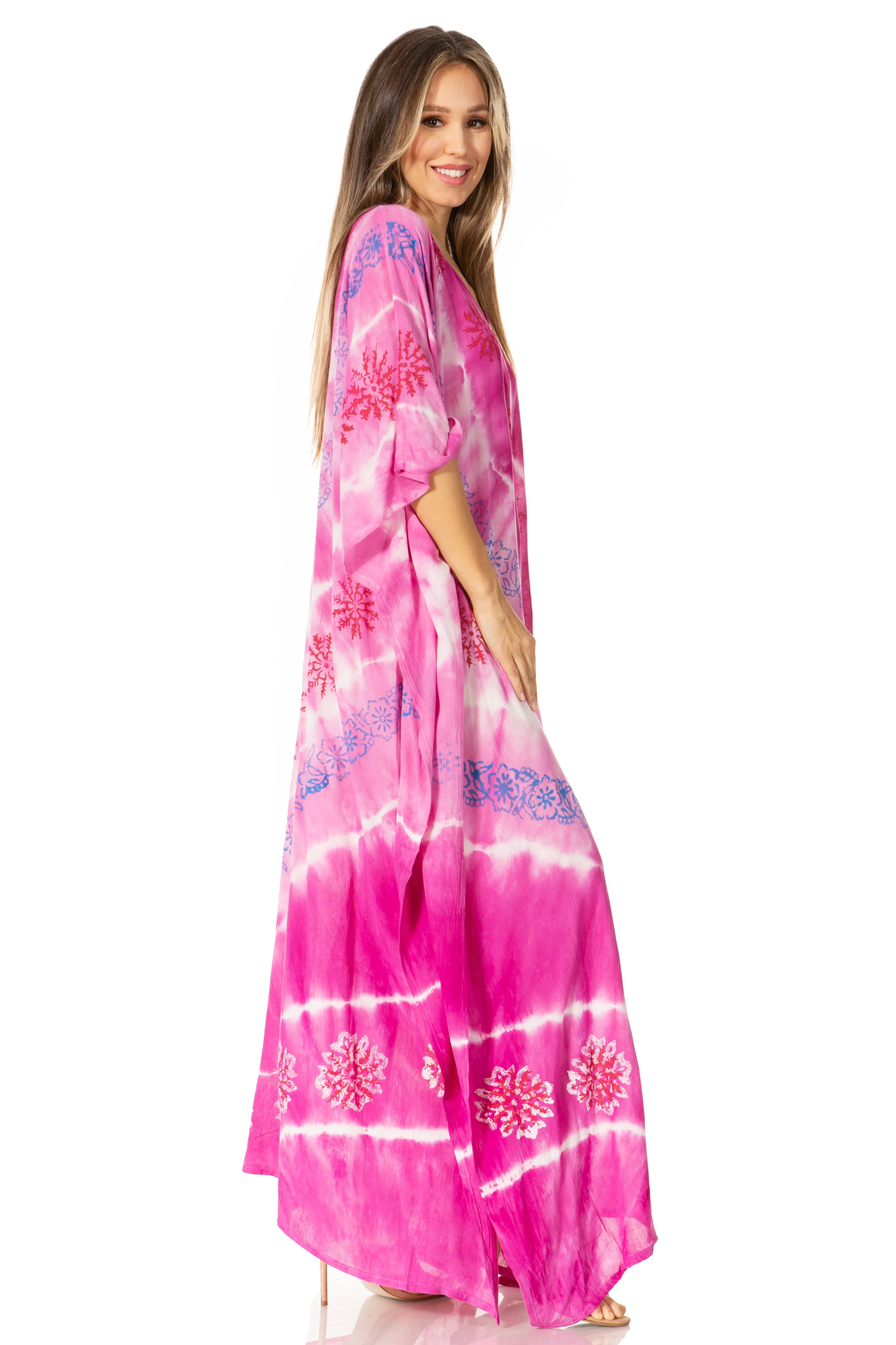 Sakkas Catia Women's Boho-Style Long Maxi Caftan for Lounging and Casual Wear