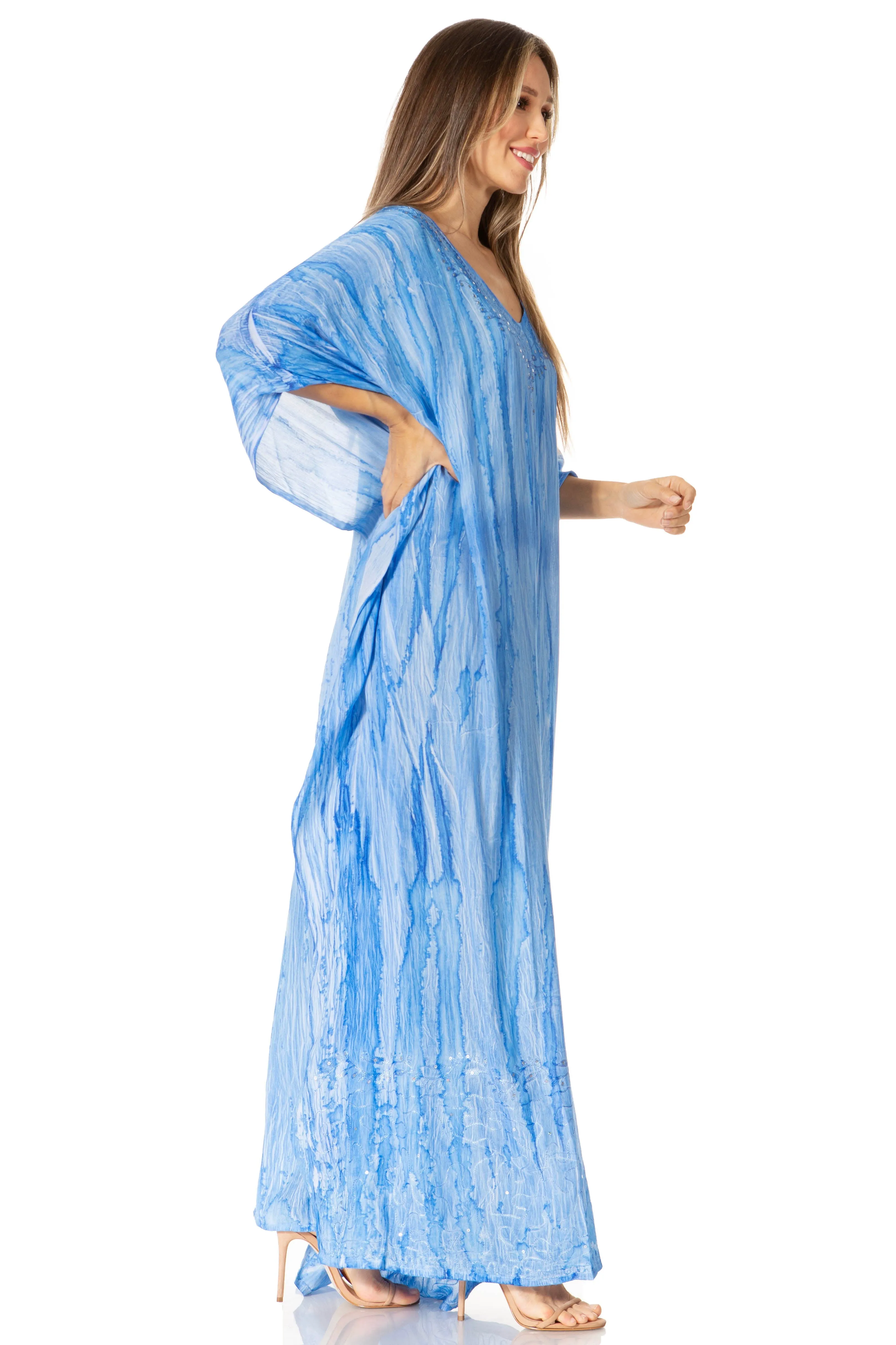 Sakkas Catia Women's Boho-Style Long Maxi Caftan for Lounging and Casual Wear